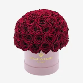 Classic Light Pink Suede Superdome Box | Burgundy Roses