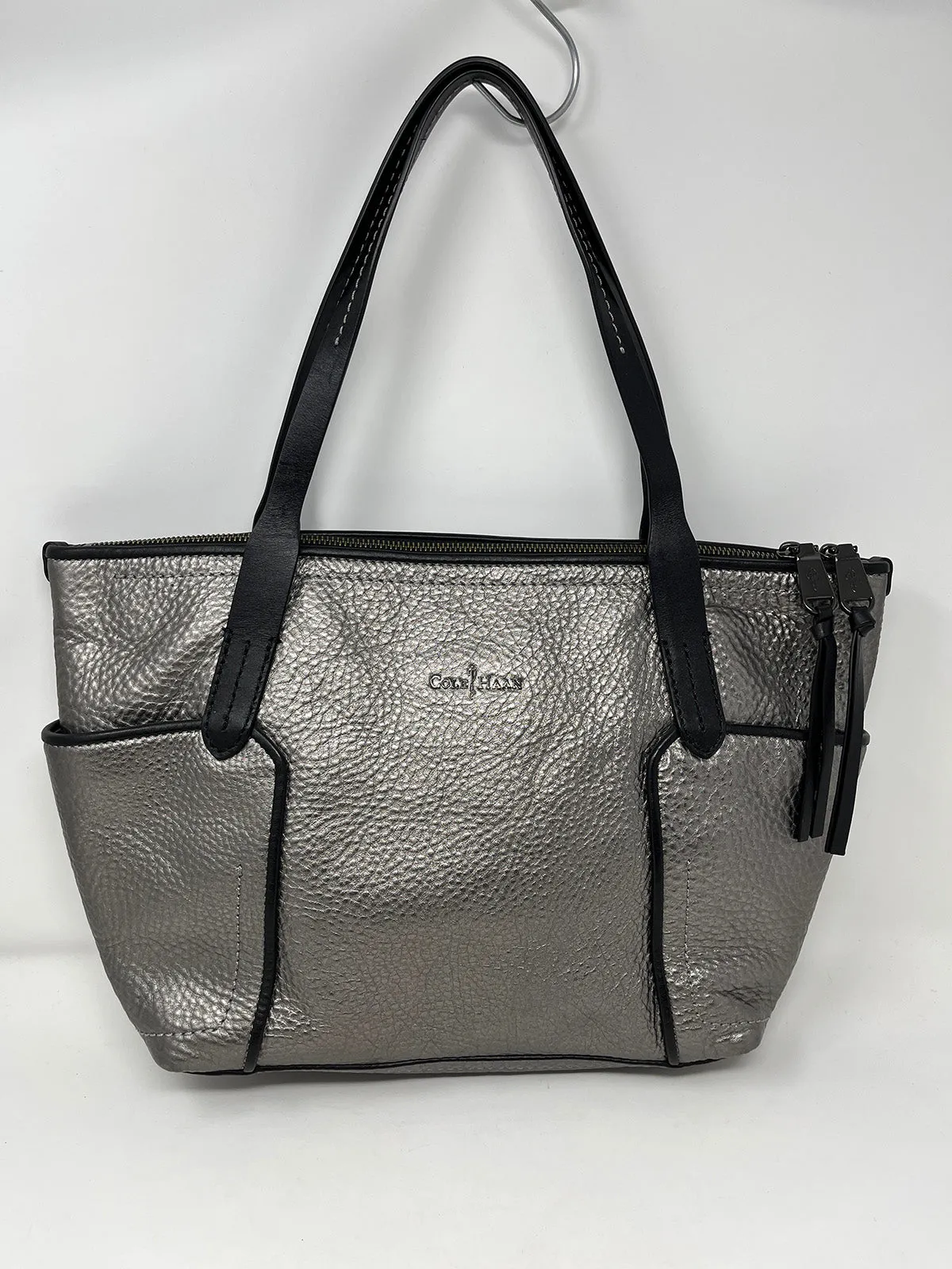 Cole Haan Gunmetal Pebble Leather Tote