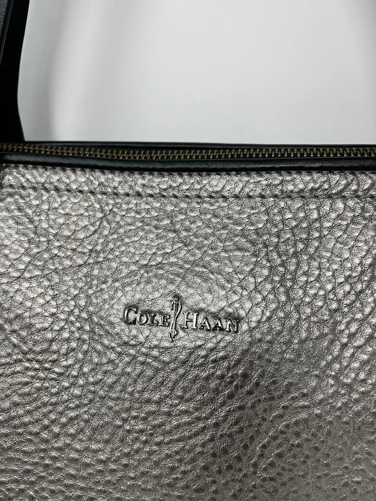 Cole Haan Gunmetal Pebble Leather Tote