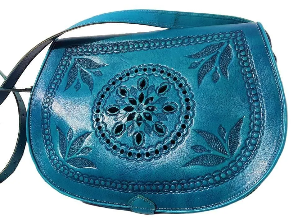 Creation of Marrakesh - Blue Turquoise Leather Shoulder Bag