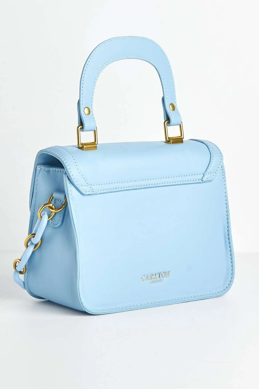 Danya Carlton Collection Chain Detail Top Handle Bag in Blue