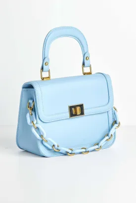 Danya Carlton Collection Chain Detail Top Handle Bag in Blue