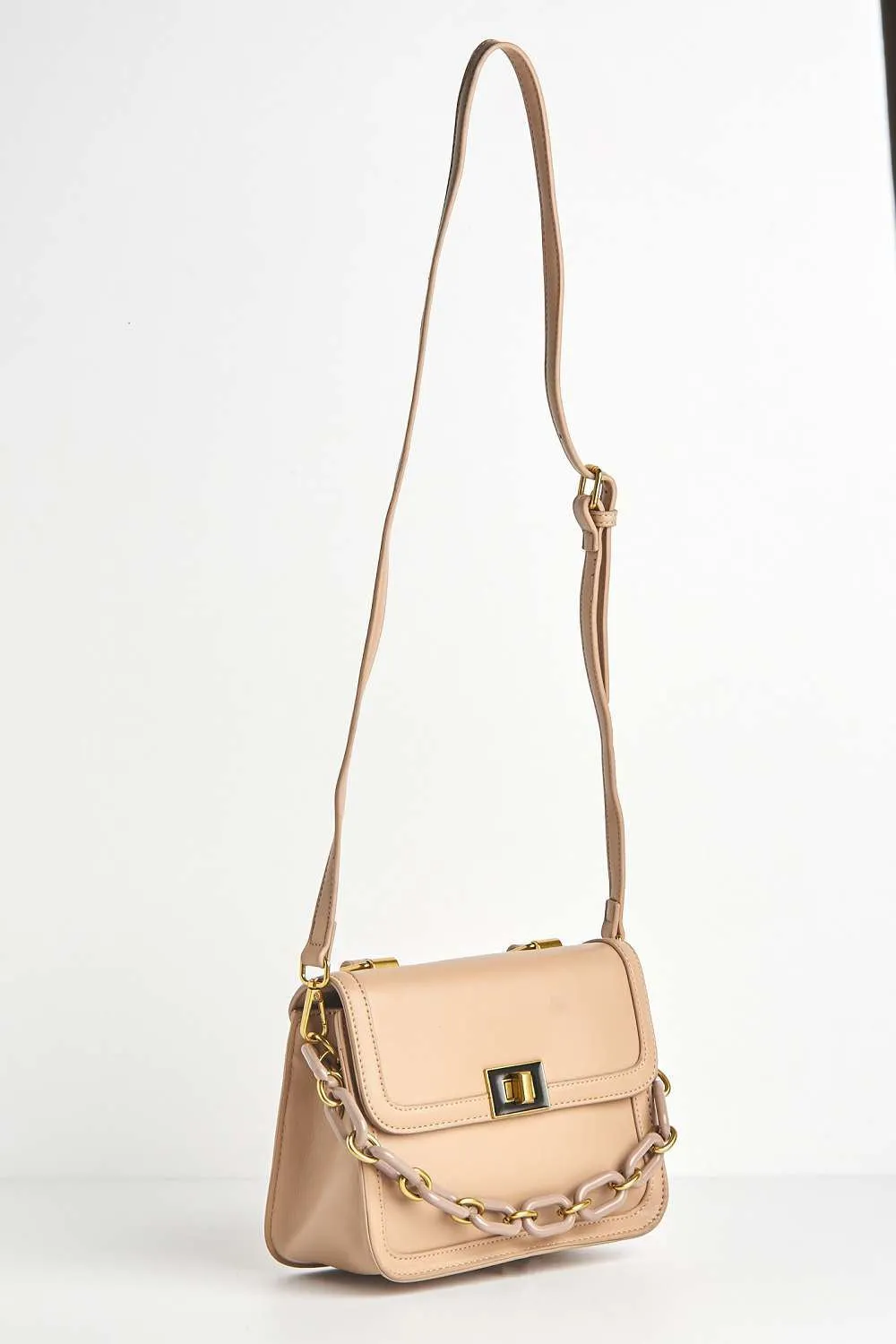 Danya Carlton Collection Chain Detail Top Handle Bag in Blush