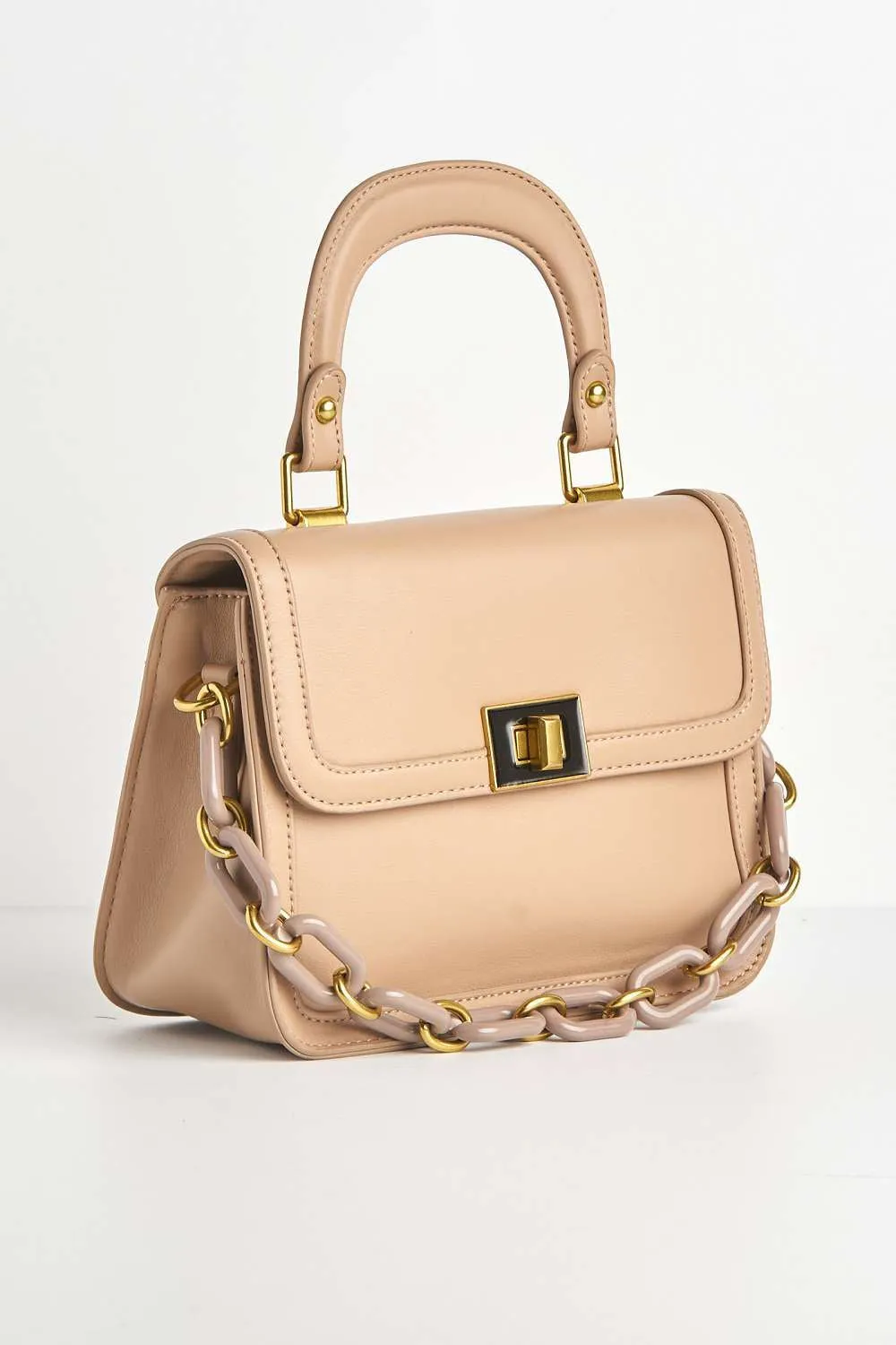 Danya Carlton Collection Chain Detail Top Handle Bag in Blush