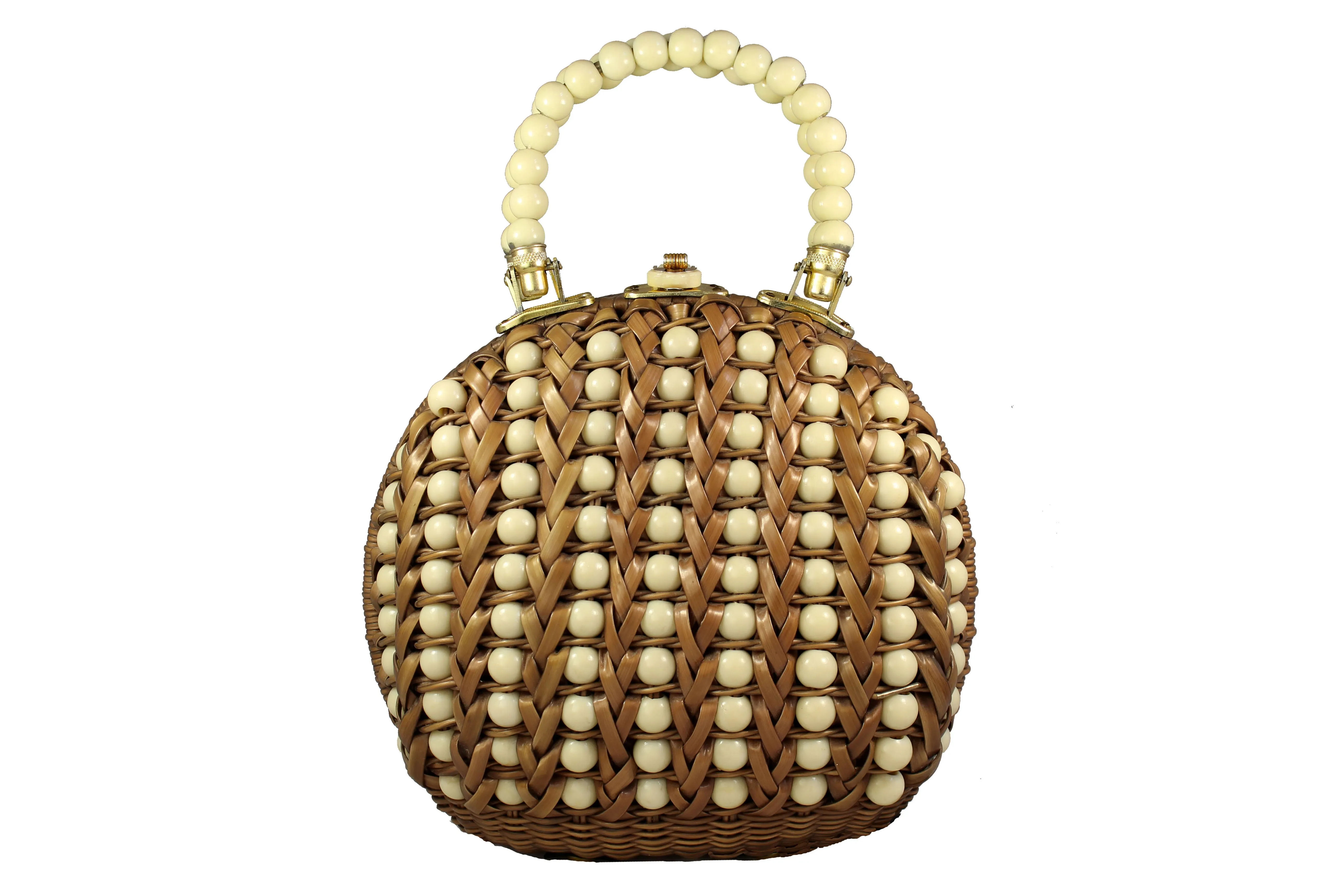 DENA OF DALAS wicker and plastic beads handbag