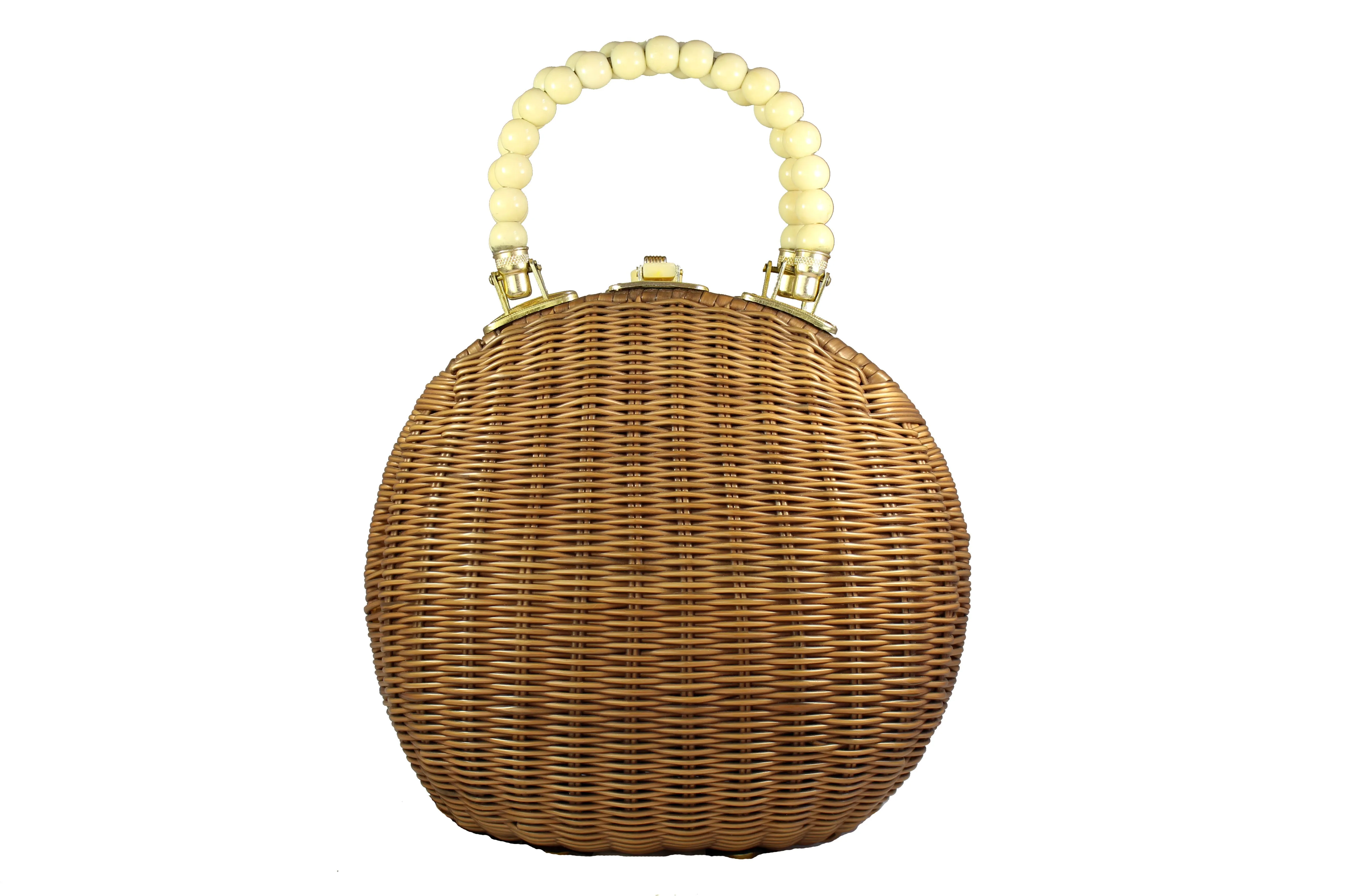 DENA OF DALAS wicker and plastic beads handbag