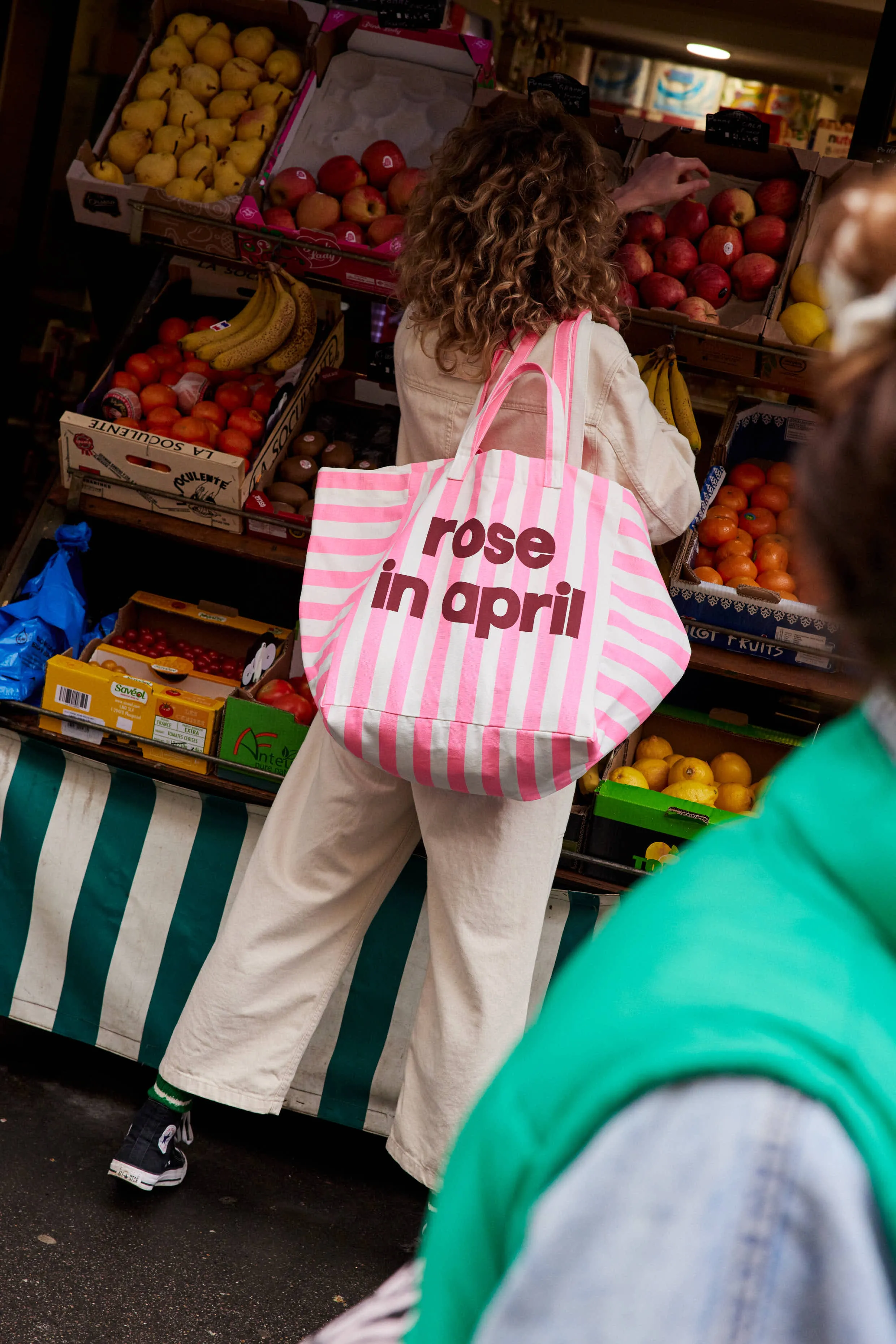 Eliza Neon Pink Stripes Oversized Tote Bag