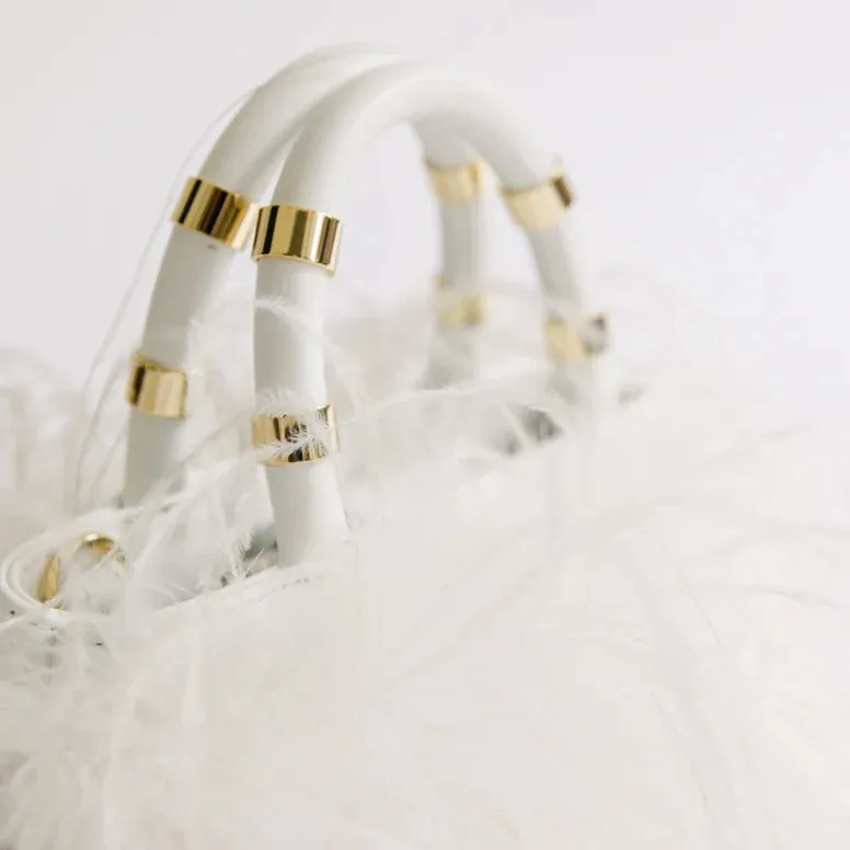 Emily Feather Bag - White