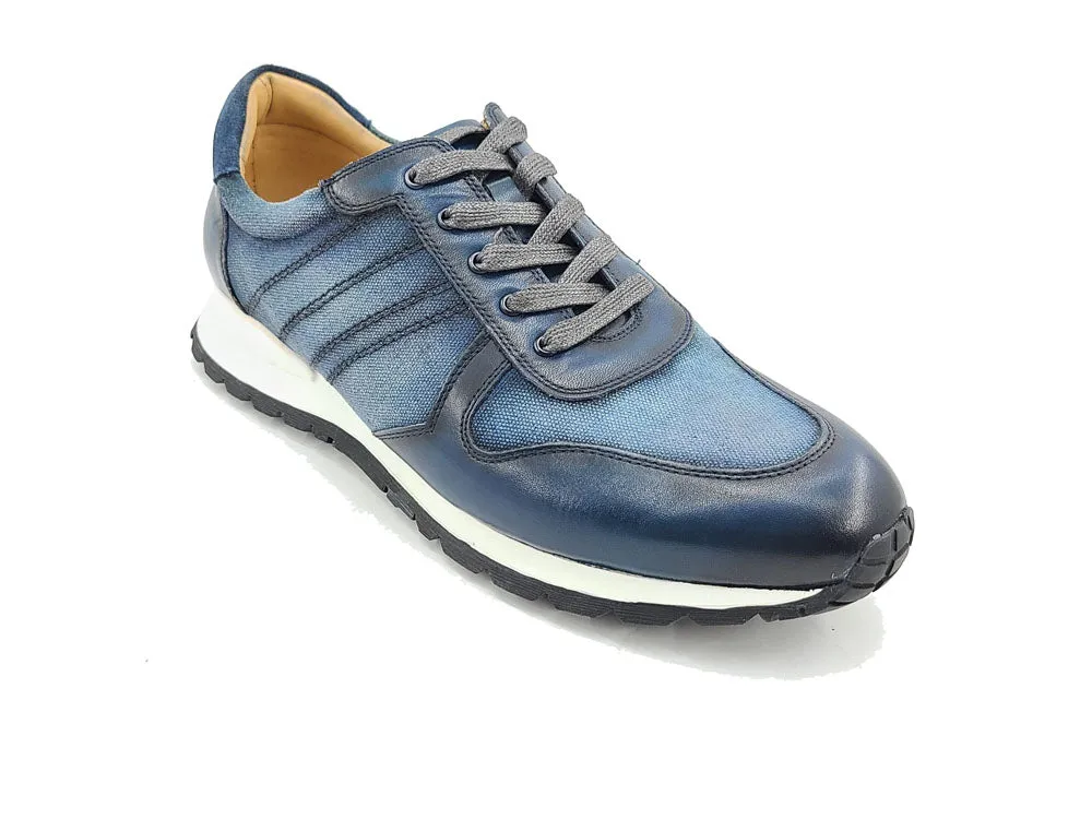 Fashion Sneaker Calfskin with Canvas inlaid