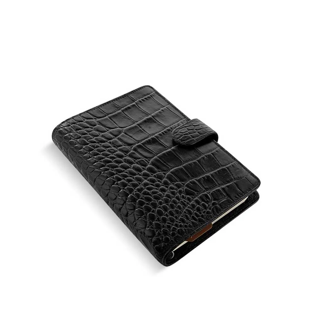 Filofax Classic Croc Print Personal Ebony Leather Organizer Agenda 2024