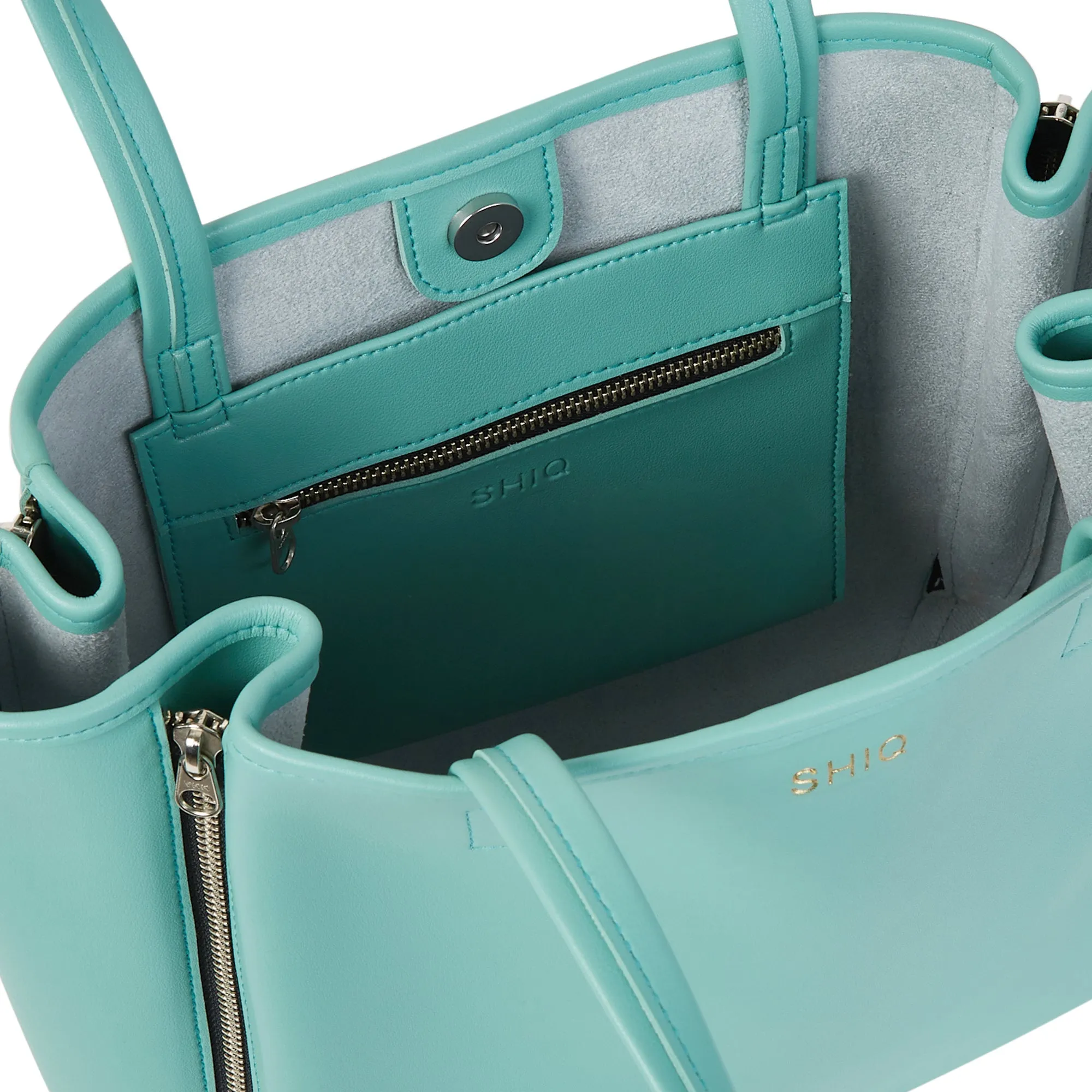 GAL VEGAN LEATHER TOTE BAG SEA GREEN