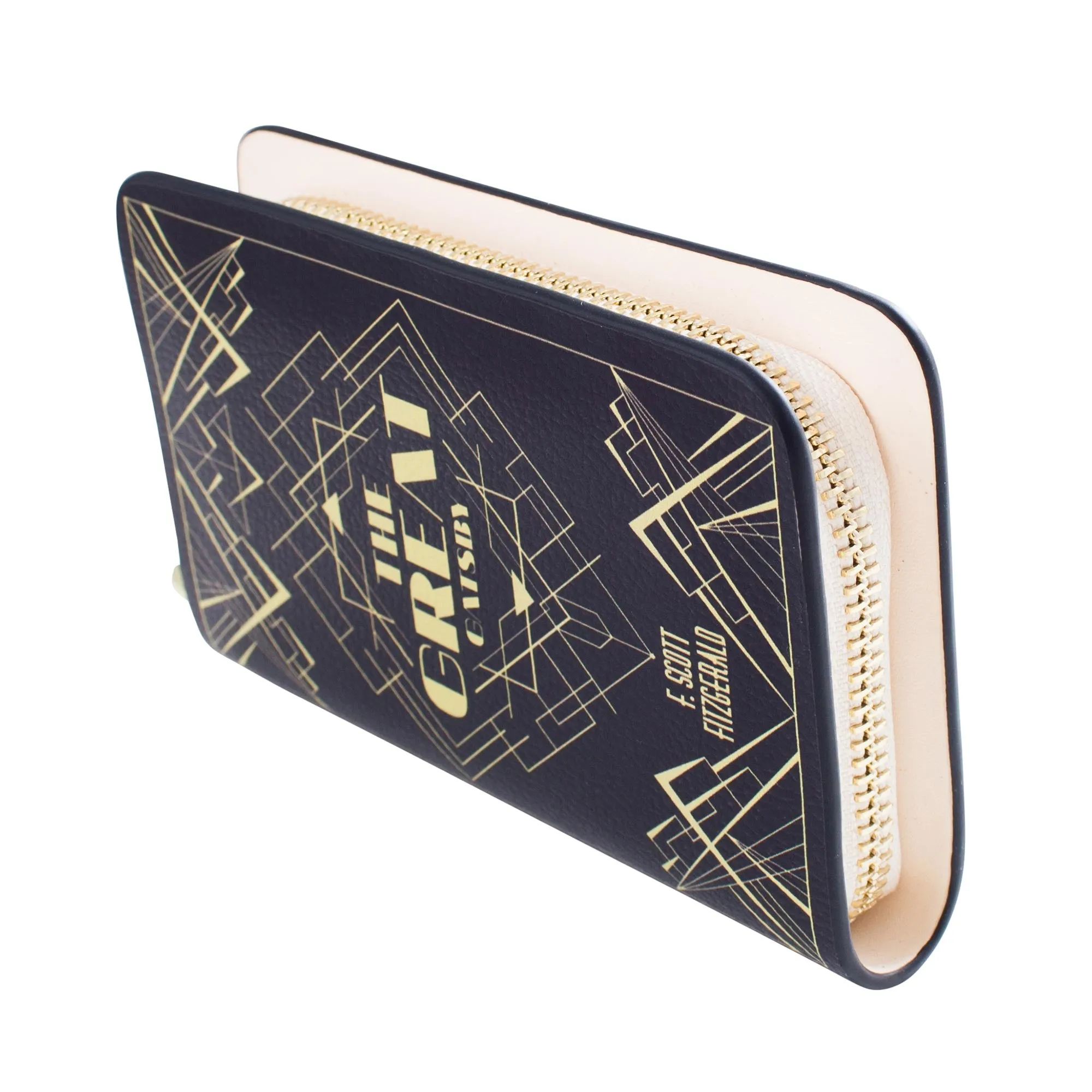 Gatsby Art Deco Black Book Zip Around Purse