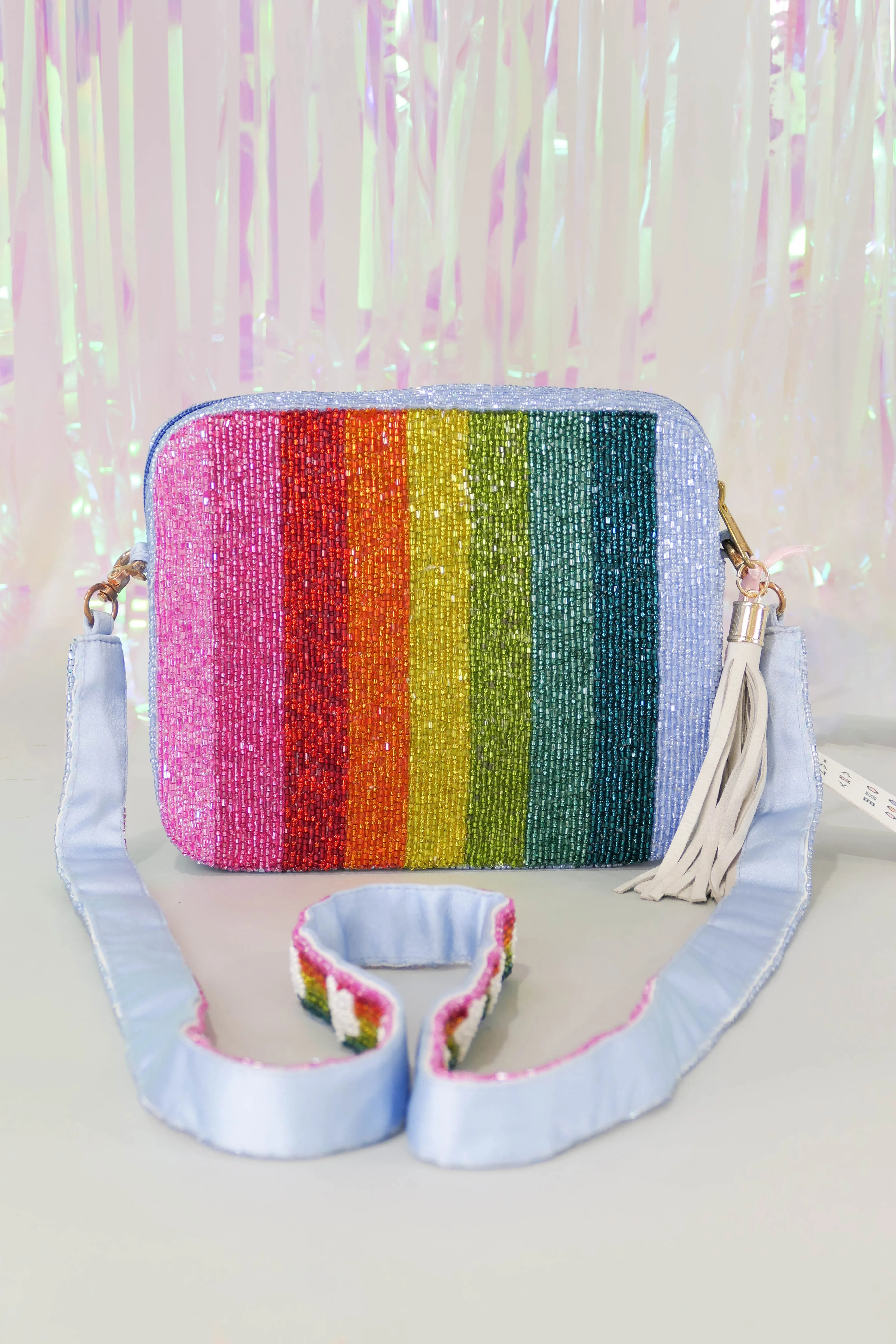 Glamfox - White Star Rainbow Pride Beaded Crossbody