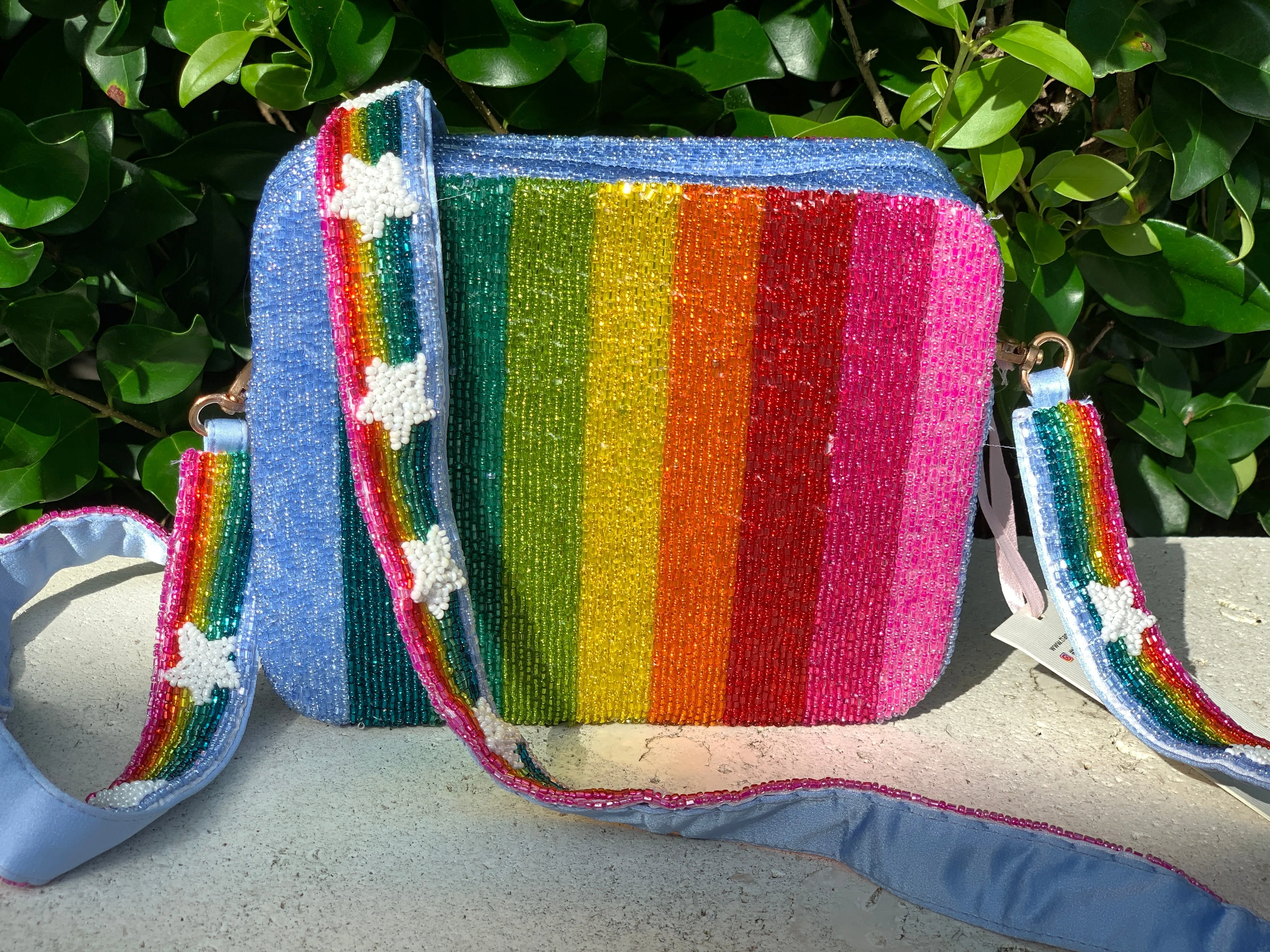 Glamfox - White Star Rainbow Pride Beaded Crossbody