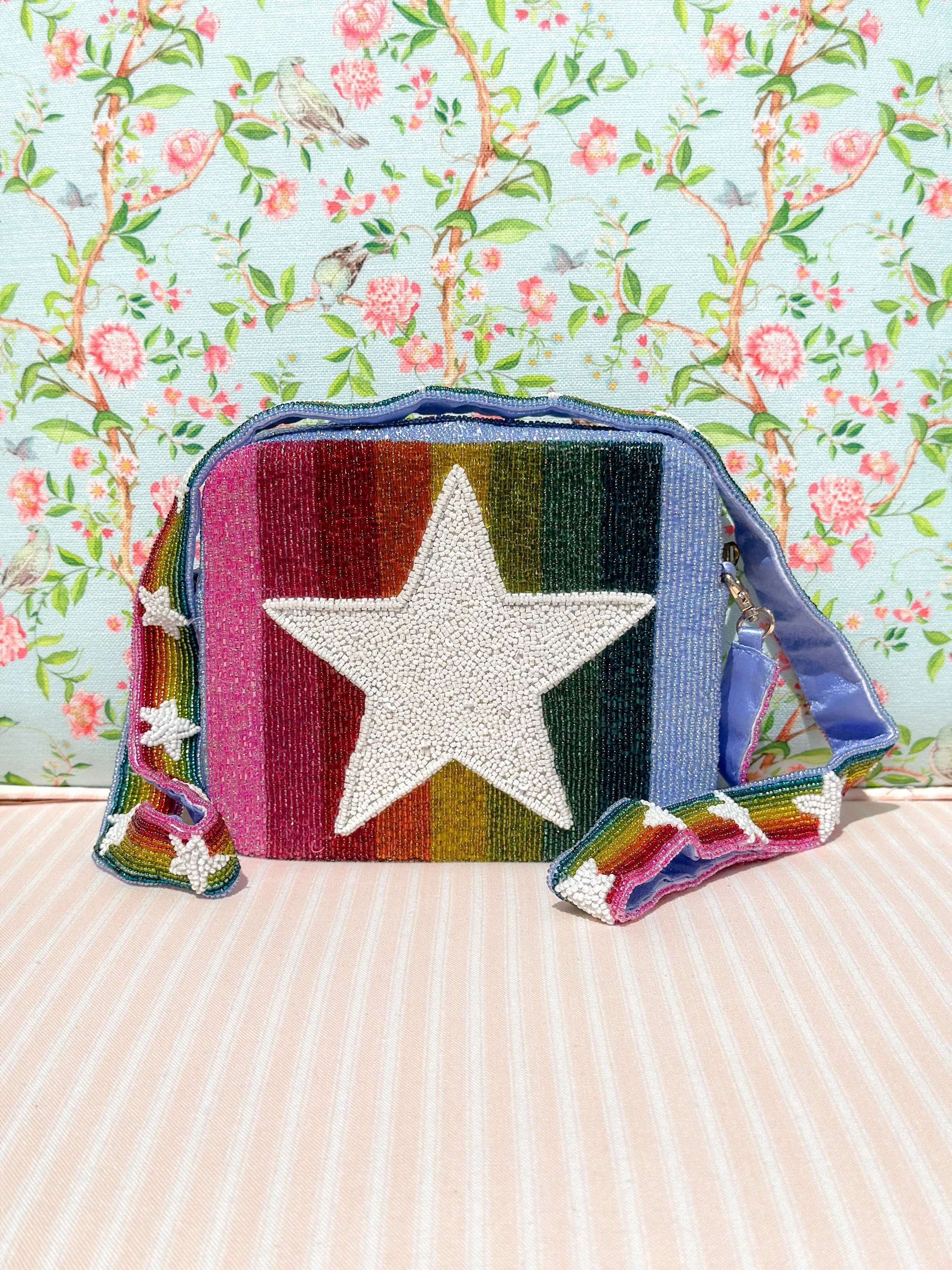 Glamfox - White Star Rainbow Pride Beaded Crossbody