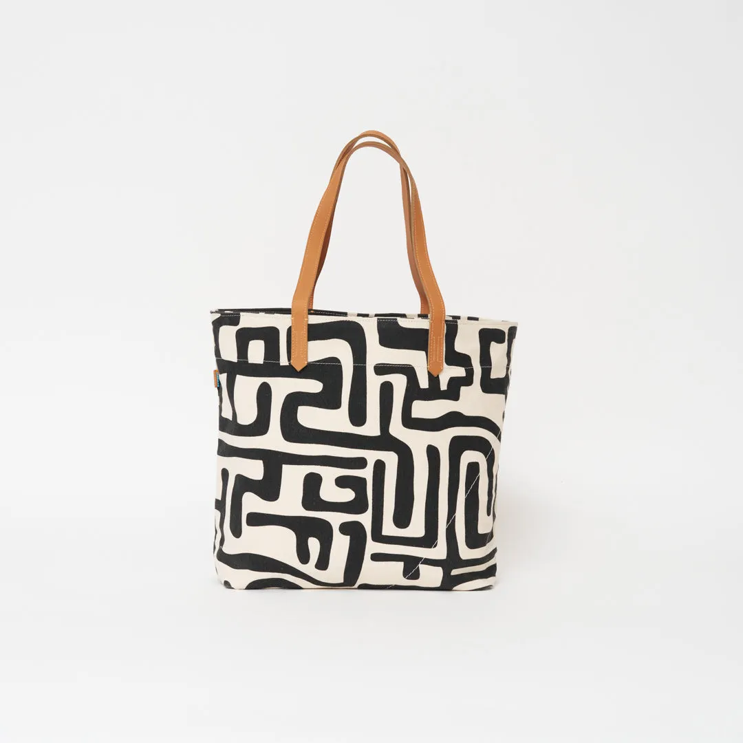 Go-To Tote - Black Kuba with Beaded Red Love