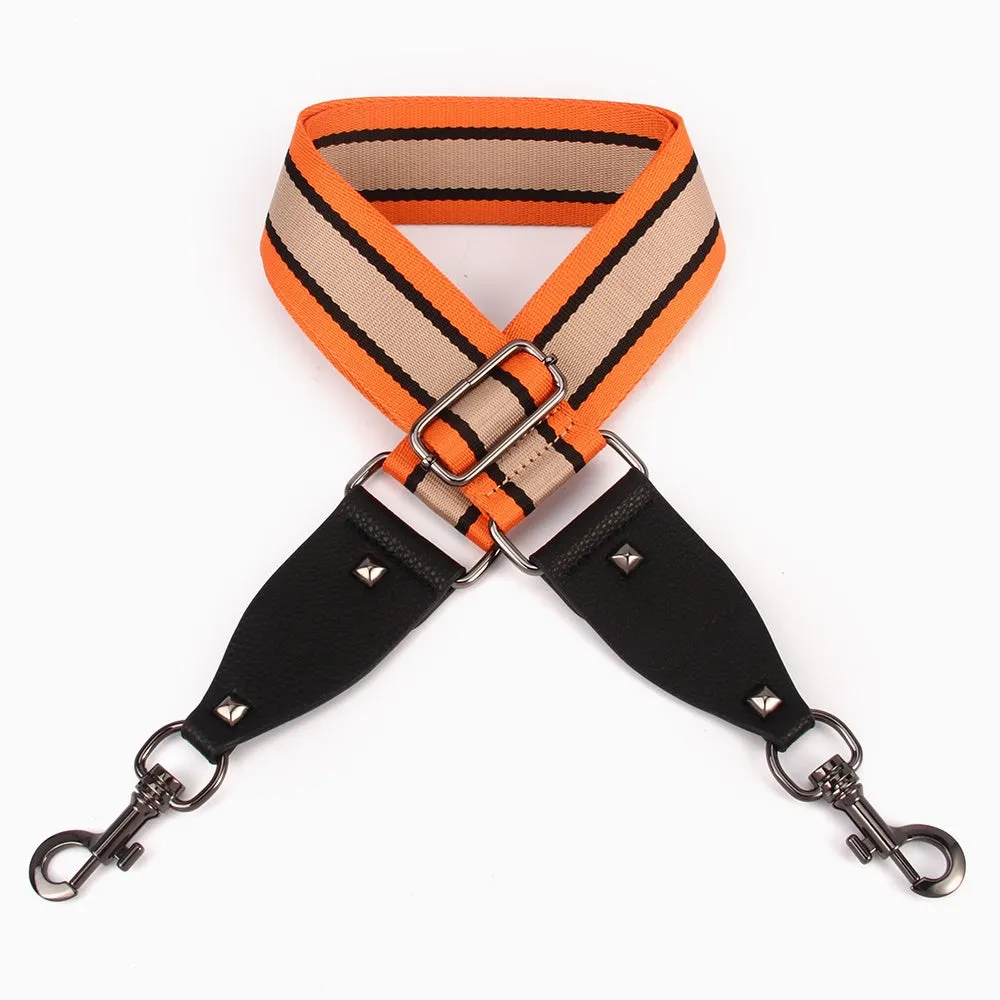 Hi Ho & Co Bag Strap Orange Black Nude Stripe