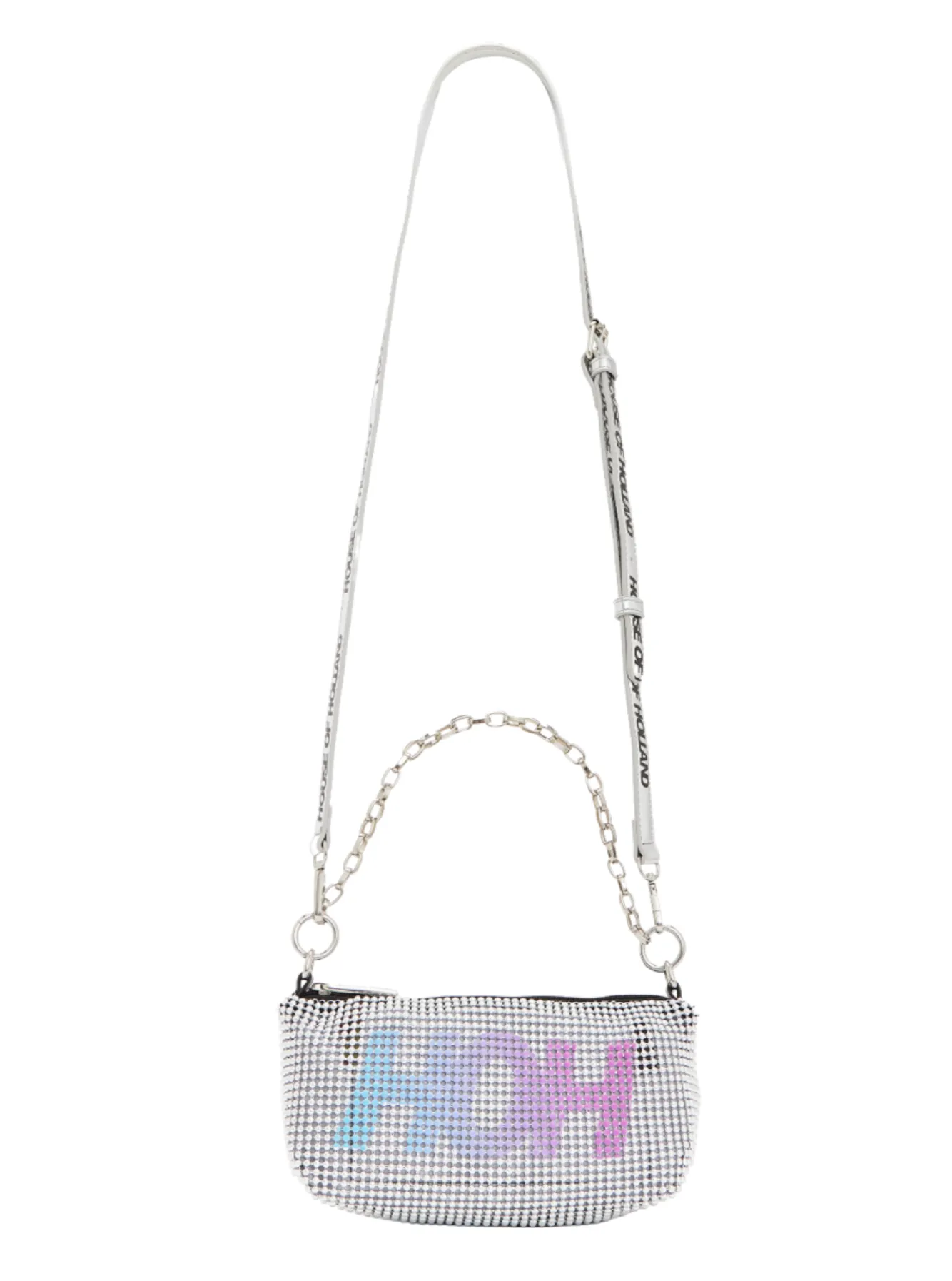 House Of Holland Silver Crossbody Bag with HOH Print