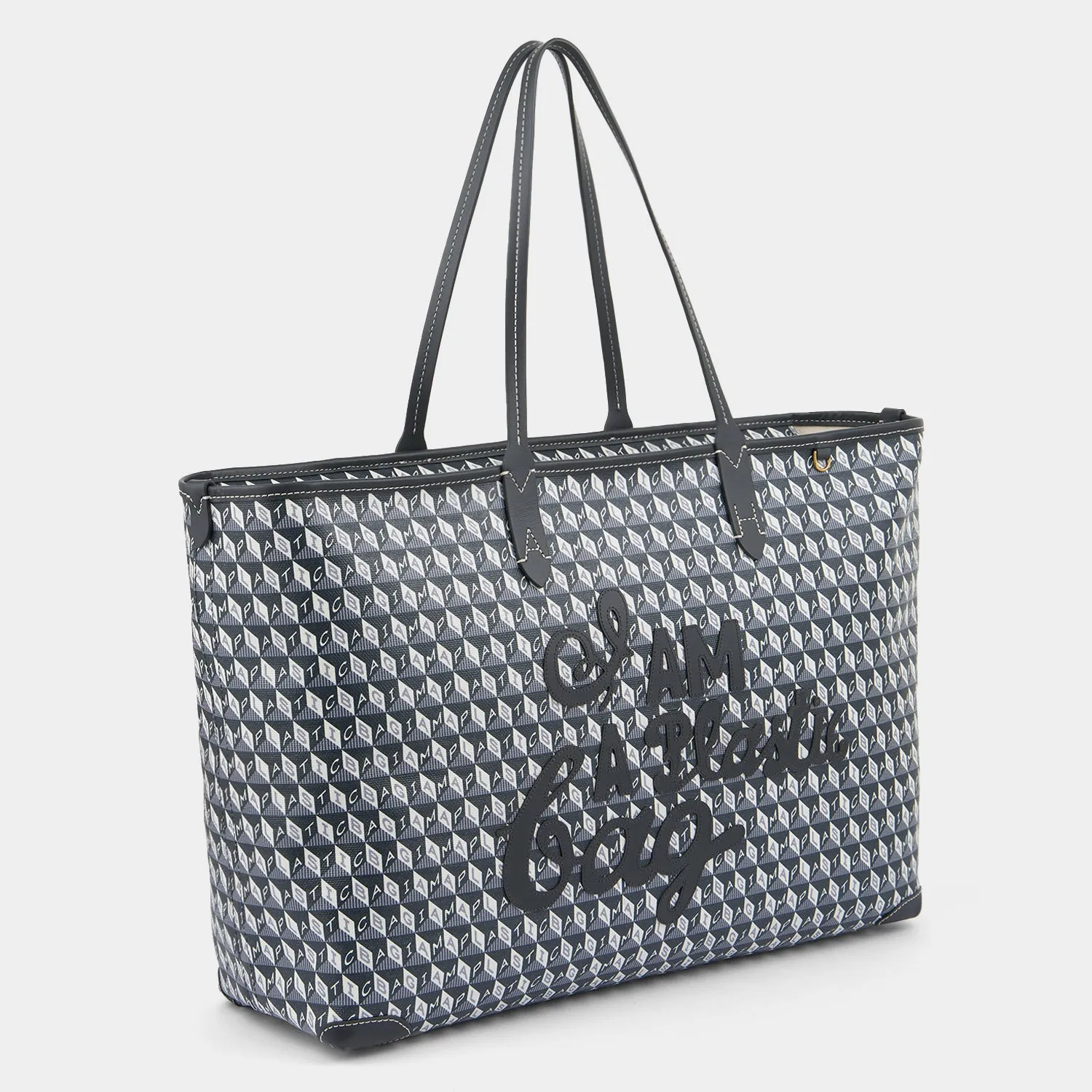 I Am A Plastic Bag Zipped Motif Tote