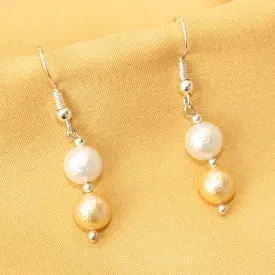 Imeora Matte Finish White Golden 8mm Shell Pearl Earrings