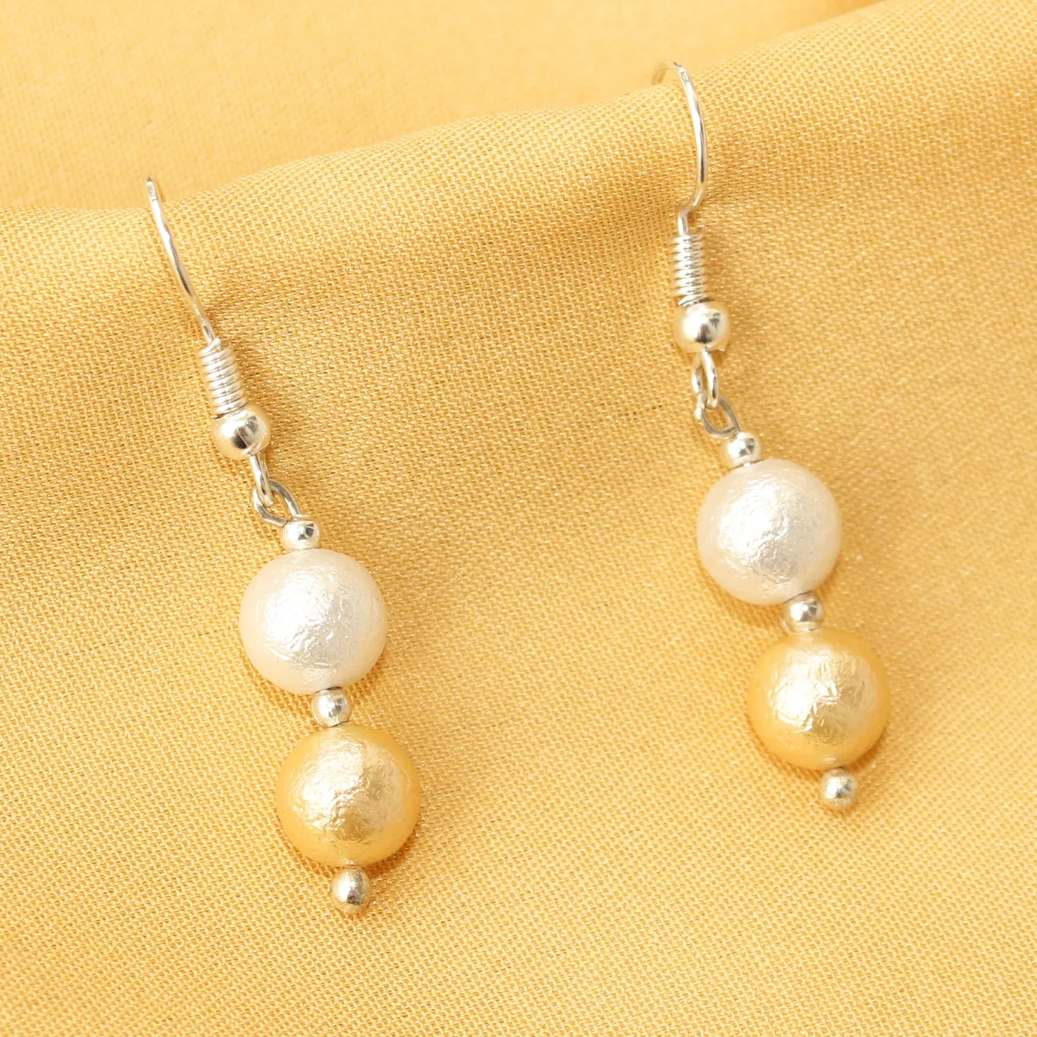 Imeora Matte Finish White Golden 8mm Shell Pearl Earrings