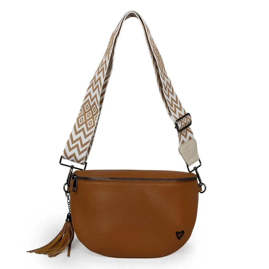 Kimberley Vegan Leather Crossbody Bag/Sling - Brown (restocks early Sept)