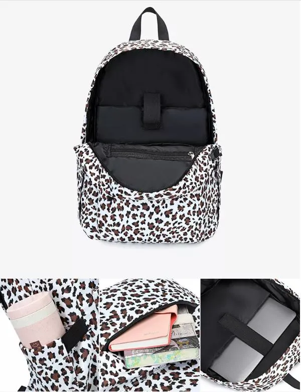 Leopard Print School Bag, Lunch Bag and Pencil Case Set with USB charging port