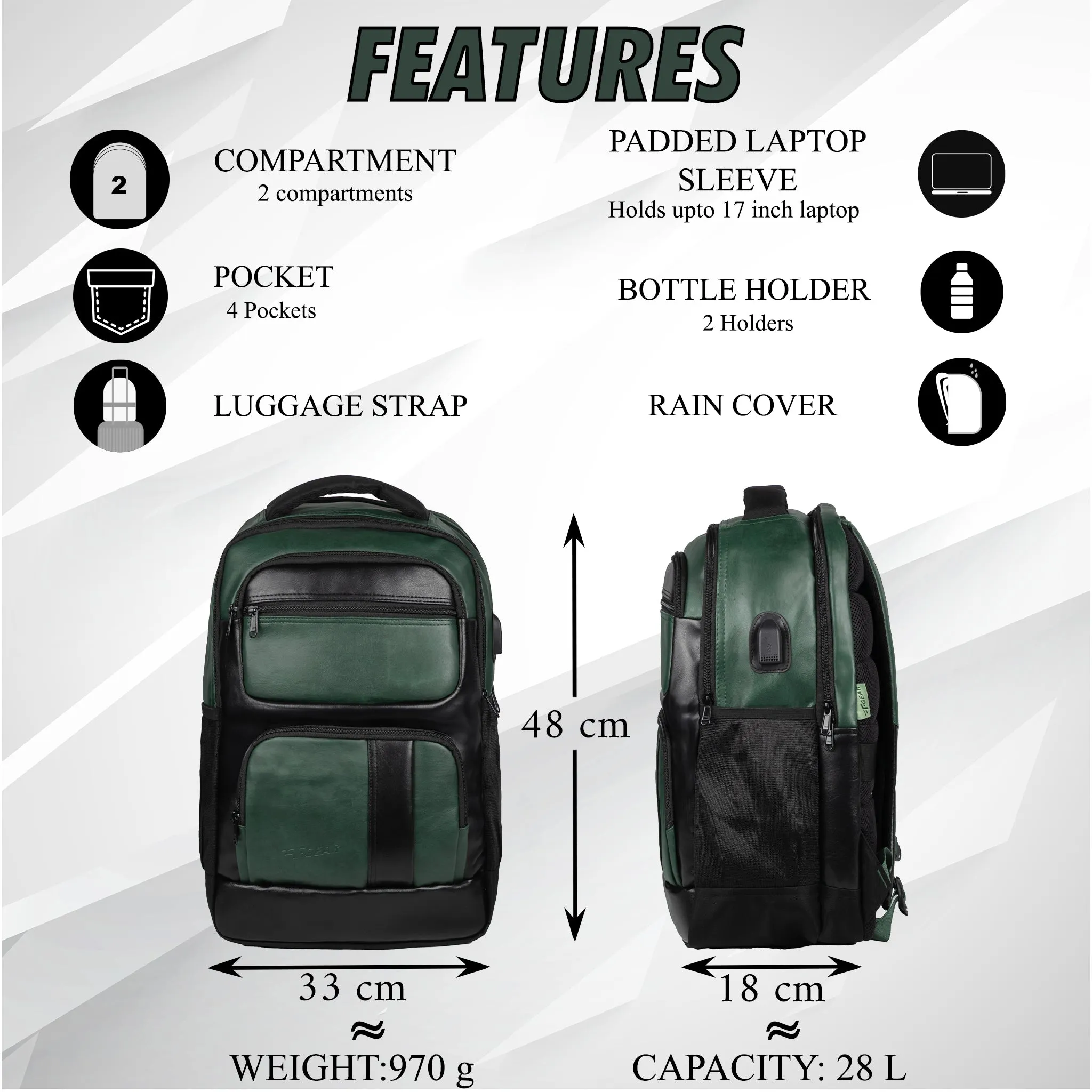 Mantra V2 28L Olive Green Laptop Backpack with raincover