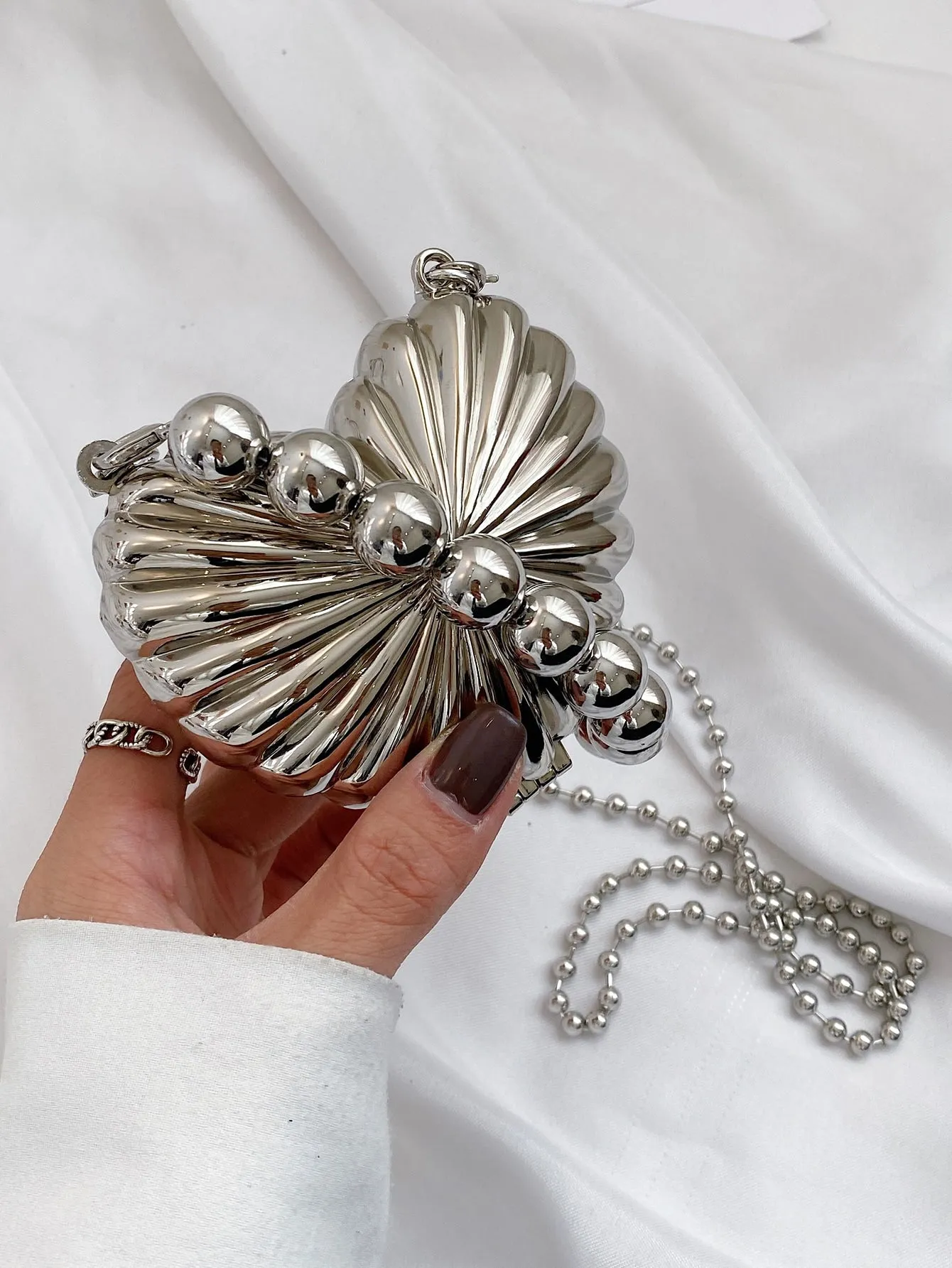 Metallic Heart Design Mini Bag