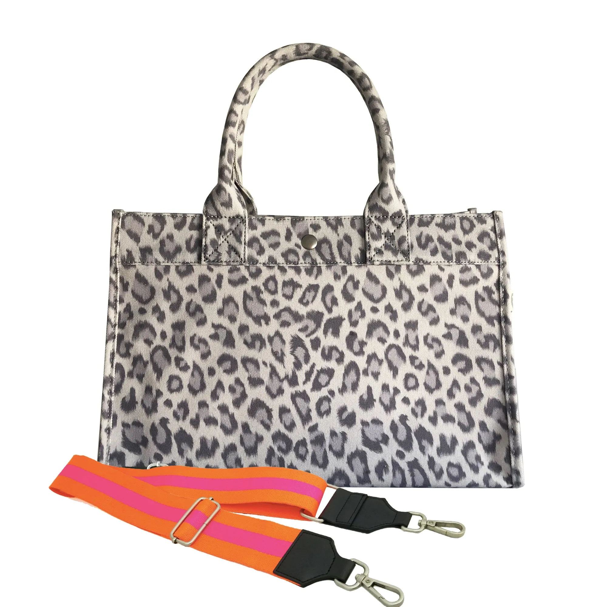 Midi East West Bag: Grey Leopard