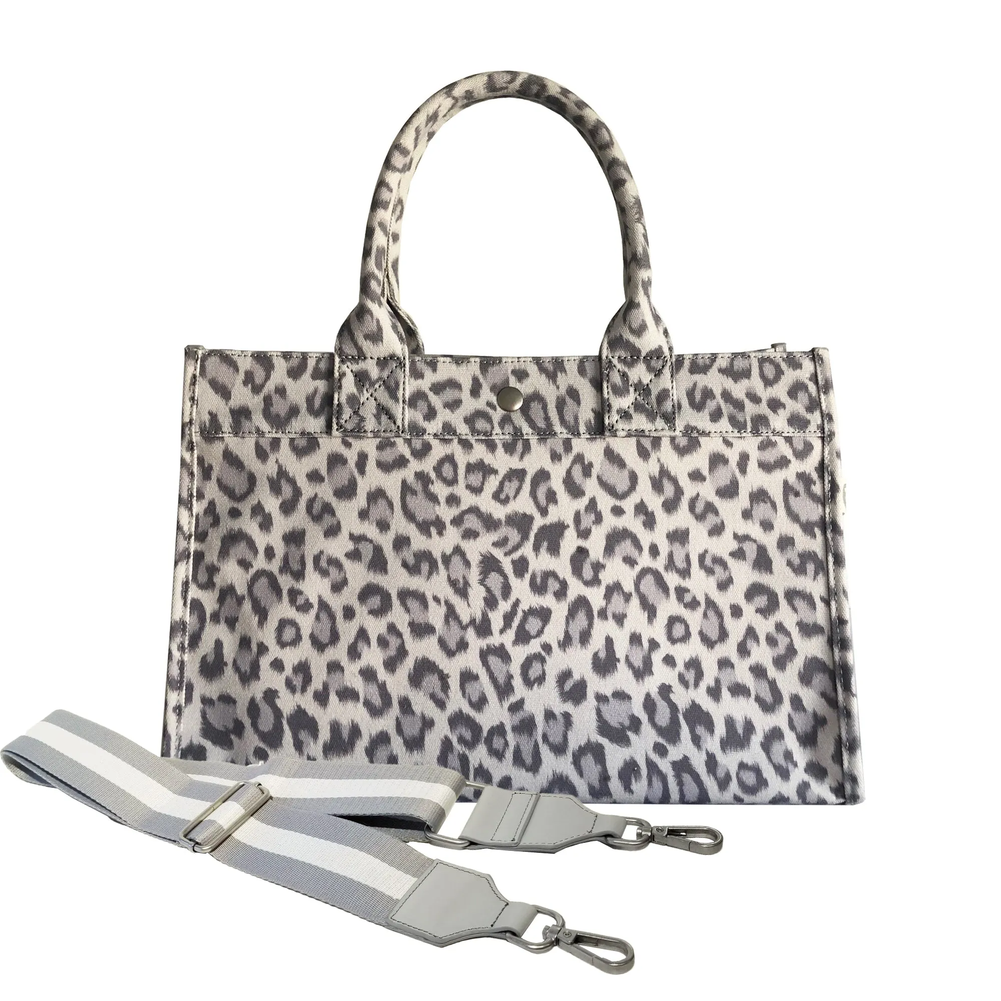 Midi East West Bag: Grey Leopard