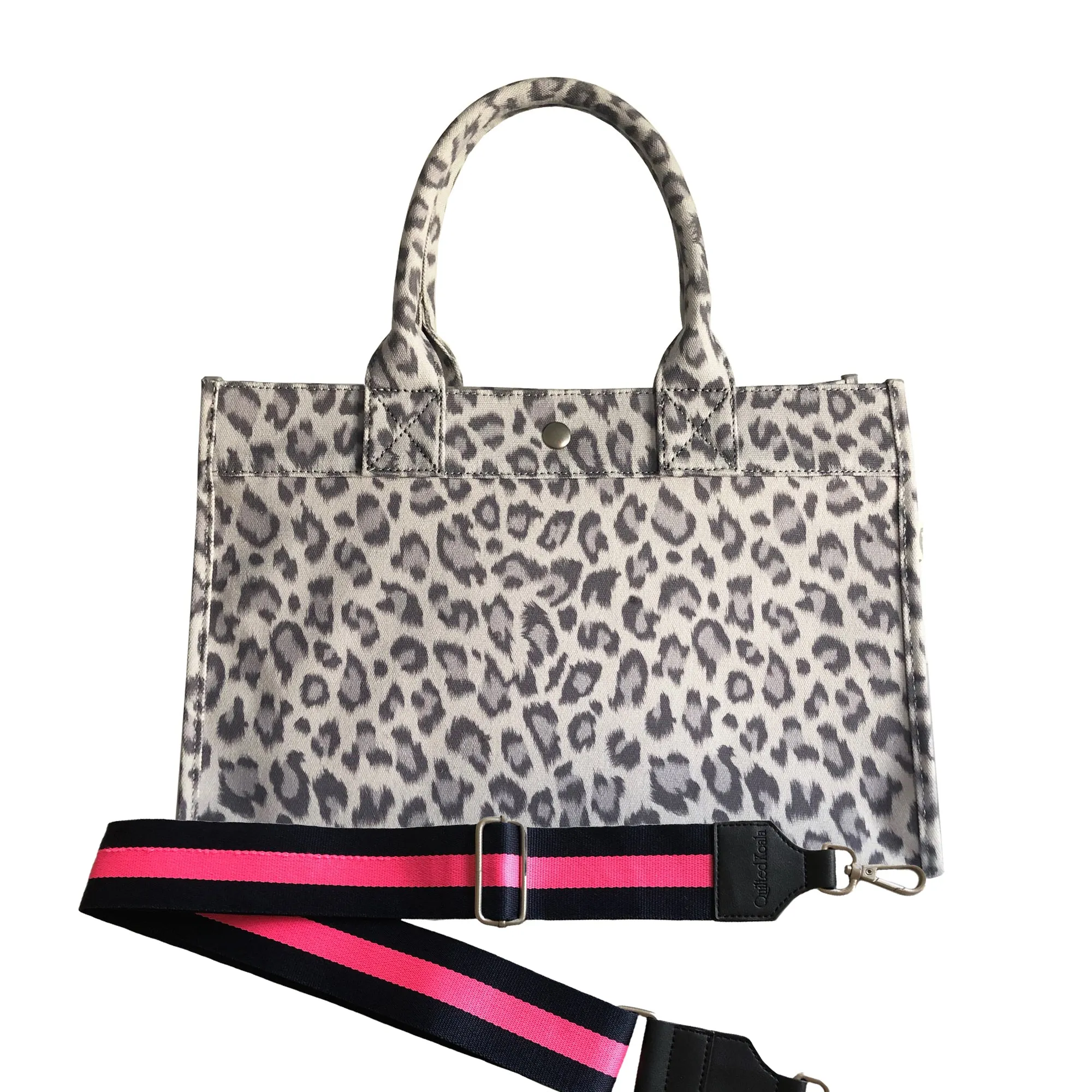 Midi East West Bag: Grey Leopard