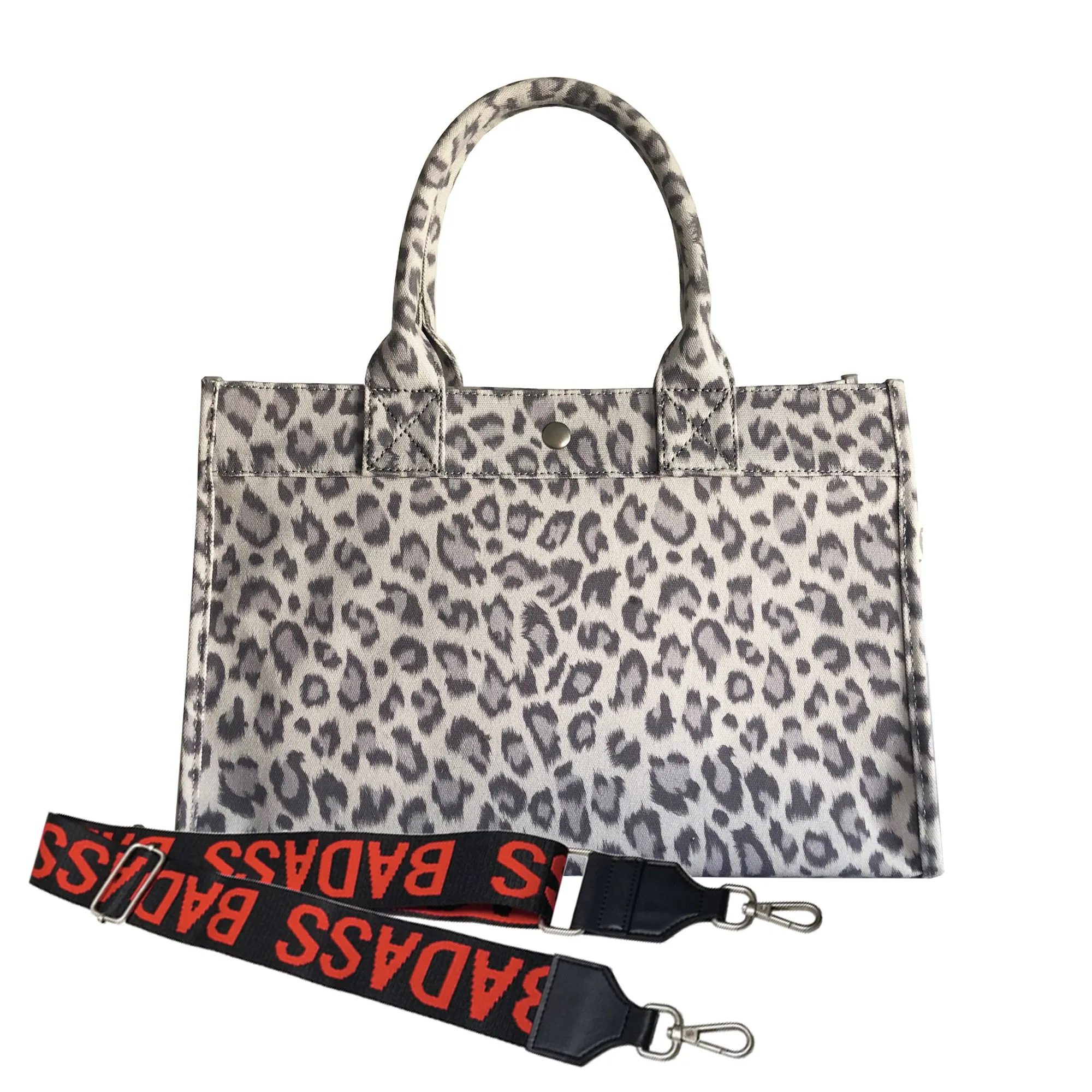 Midi East West Bag: Grey Leopard