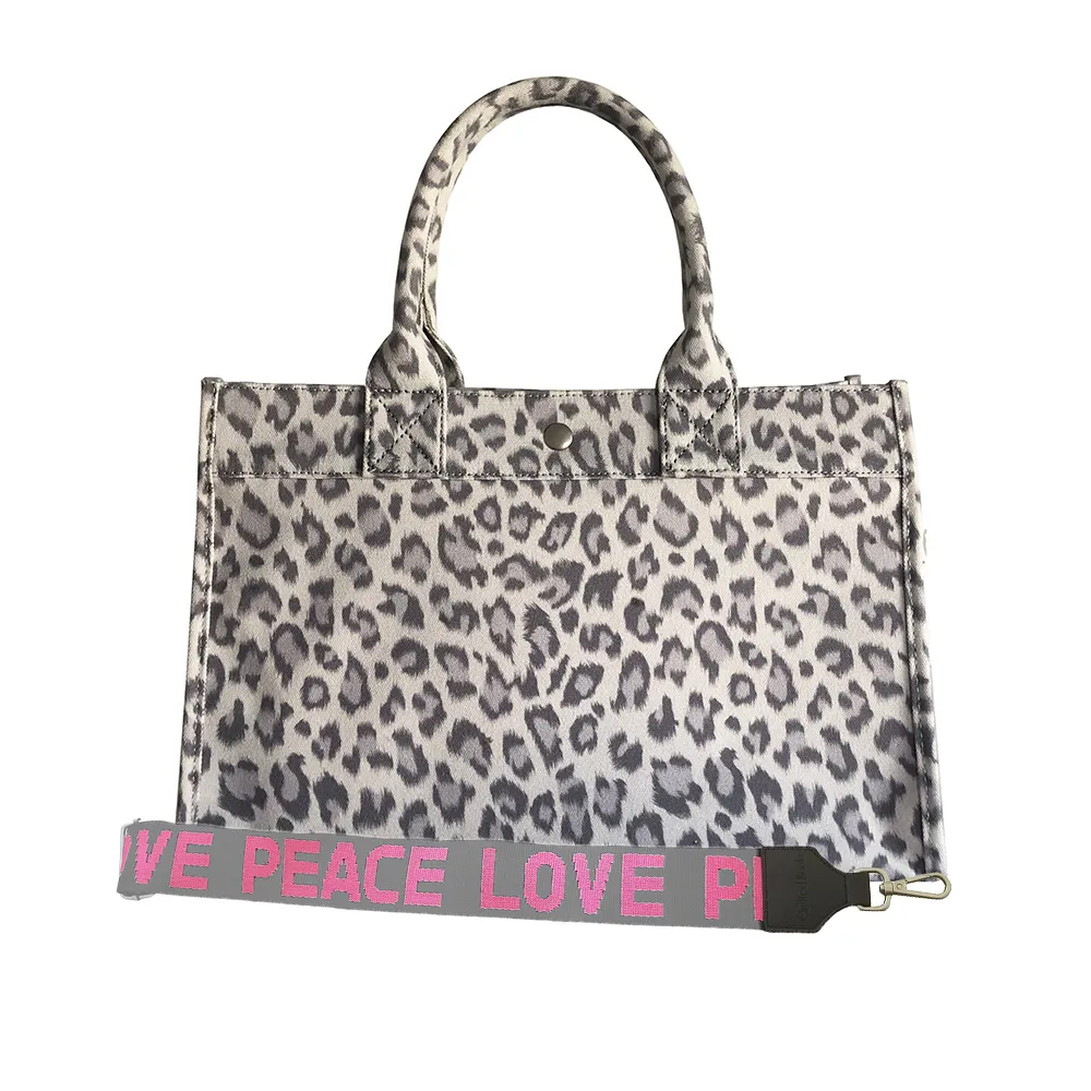 Midi East West Bag: Grey Leopard