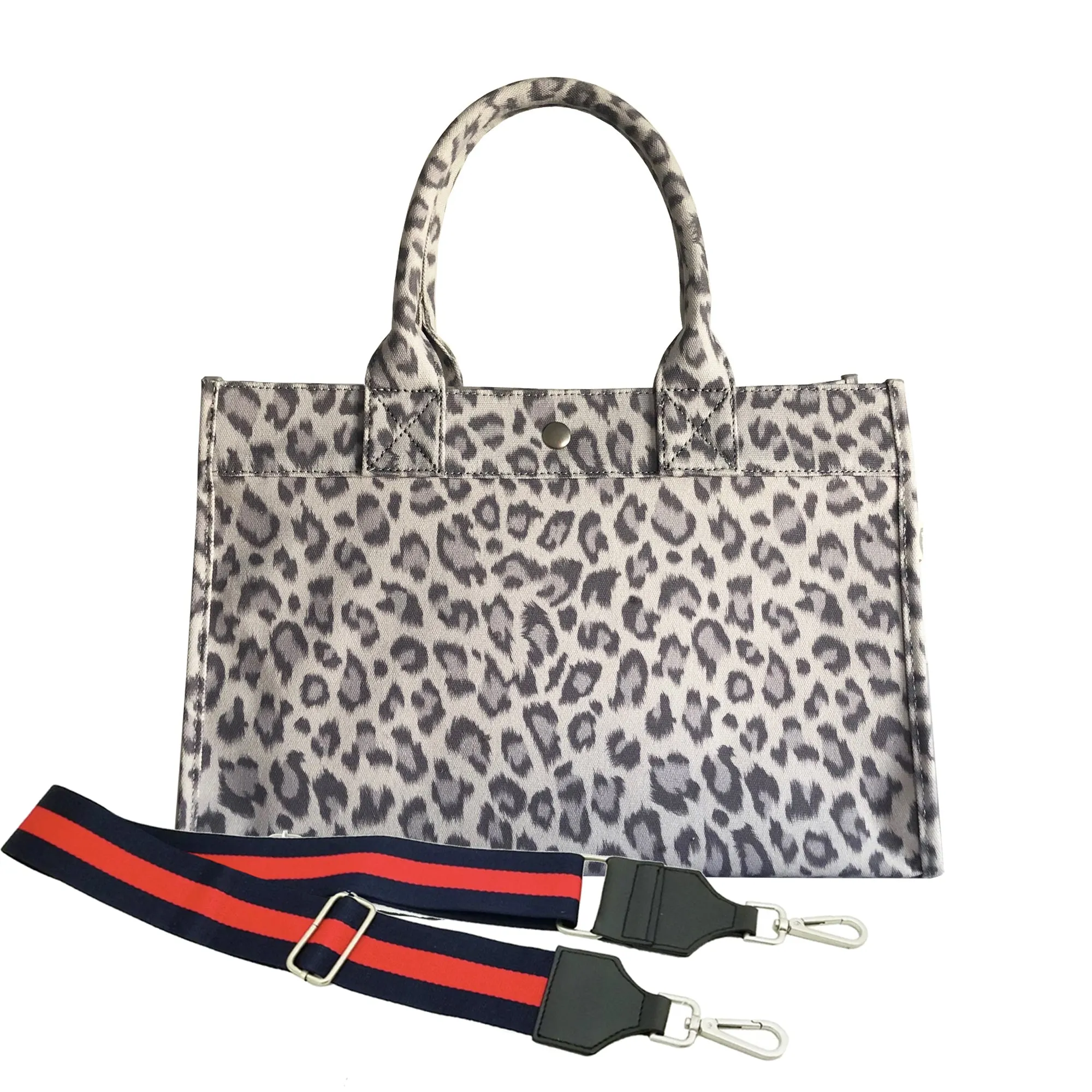 Midi East West Bag: Grey Leopard