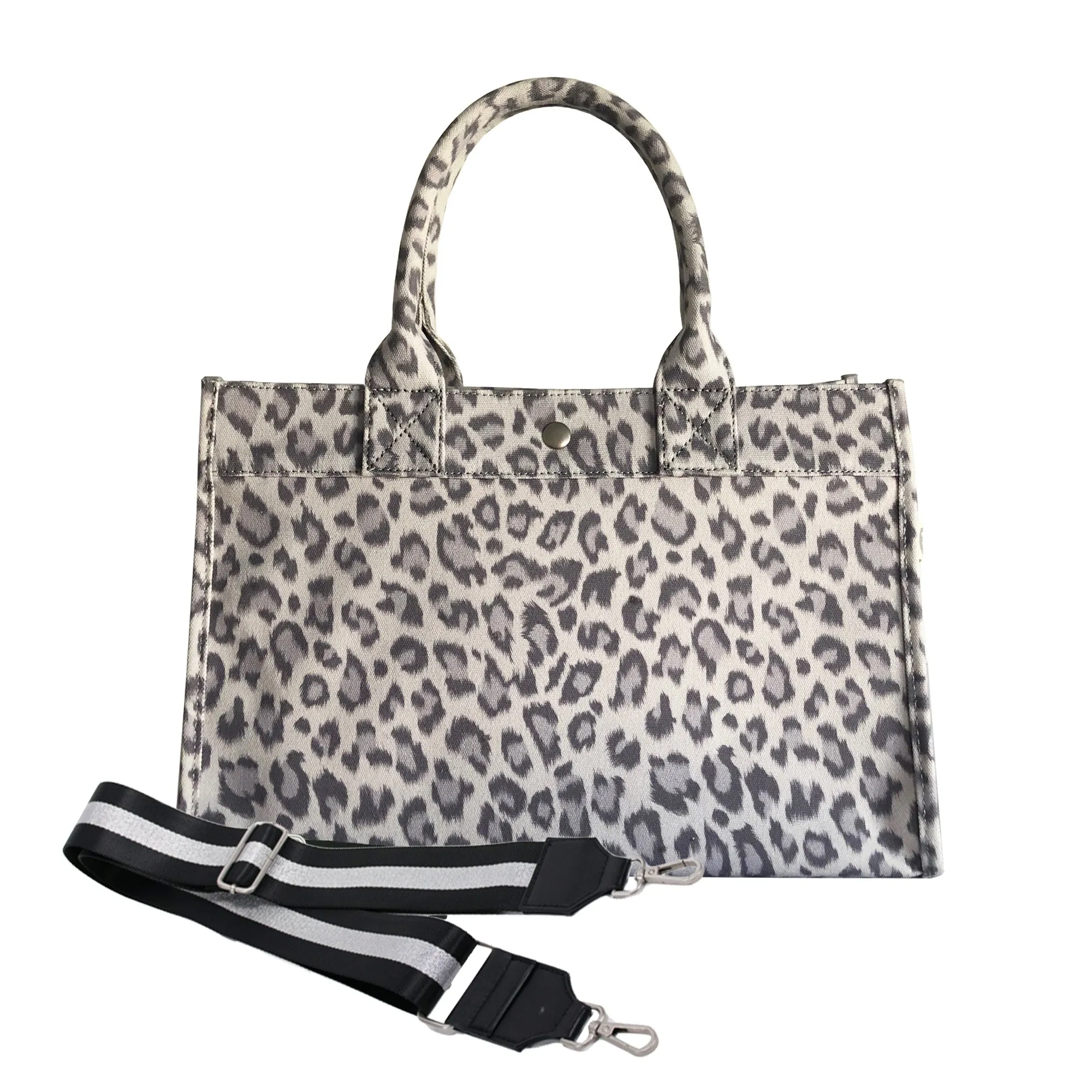 Midi East West Bag: Grey Leopard