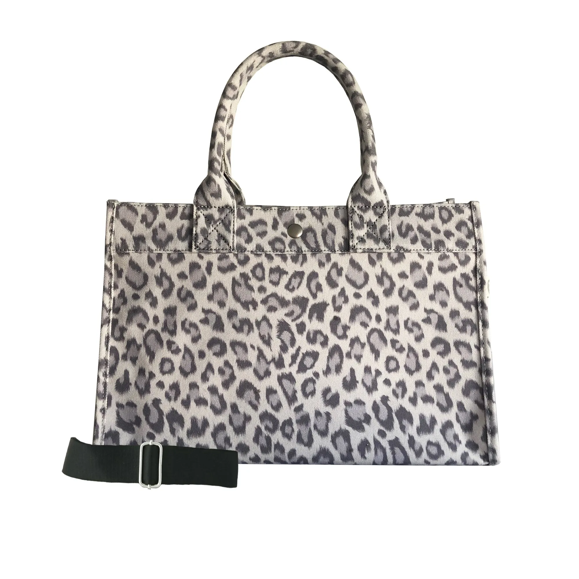 Midi East West Bag: Grey Leopard