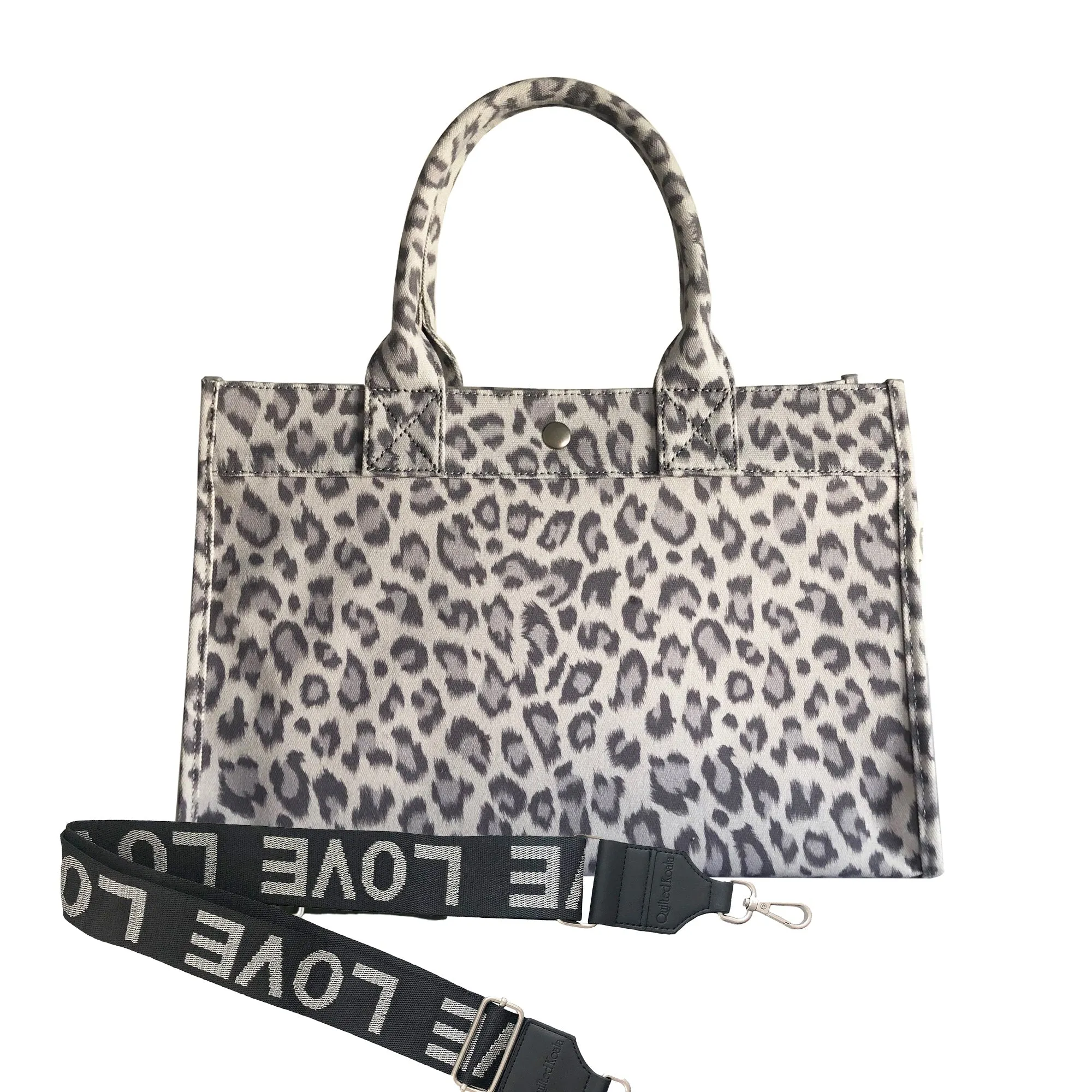 Midi East West Bag: Grey Leopard