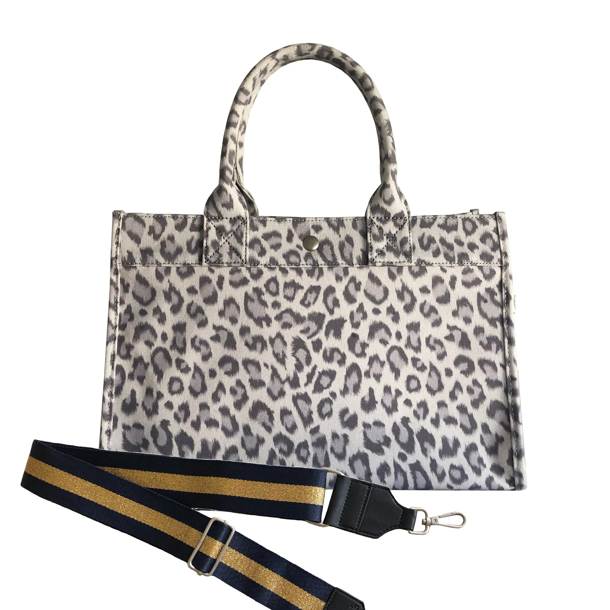 Midi East West Bag: Grey Leopard