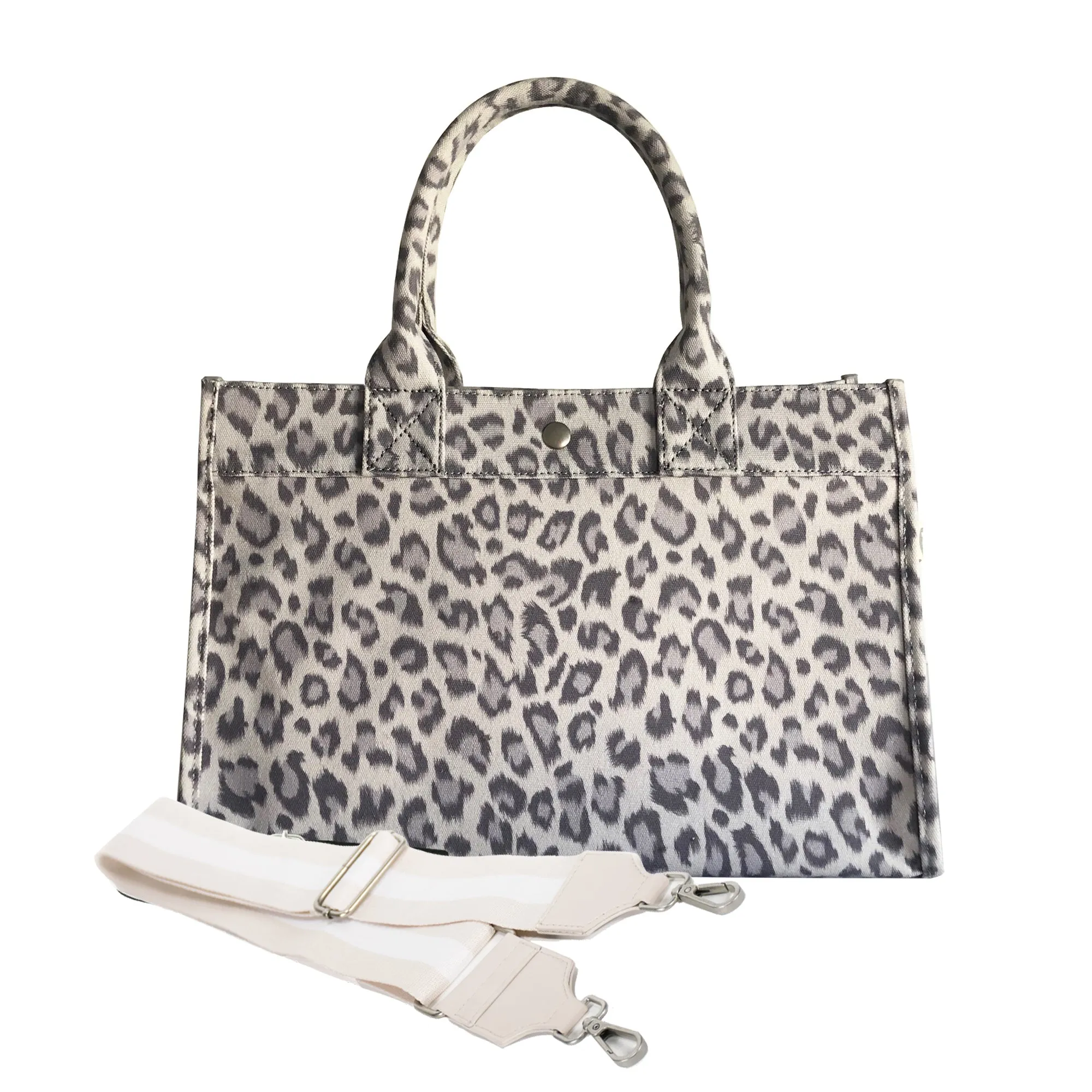 Midi East West Bag: Grey Leopard