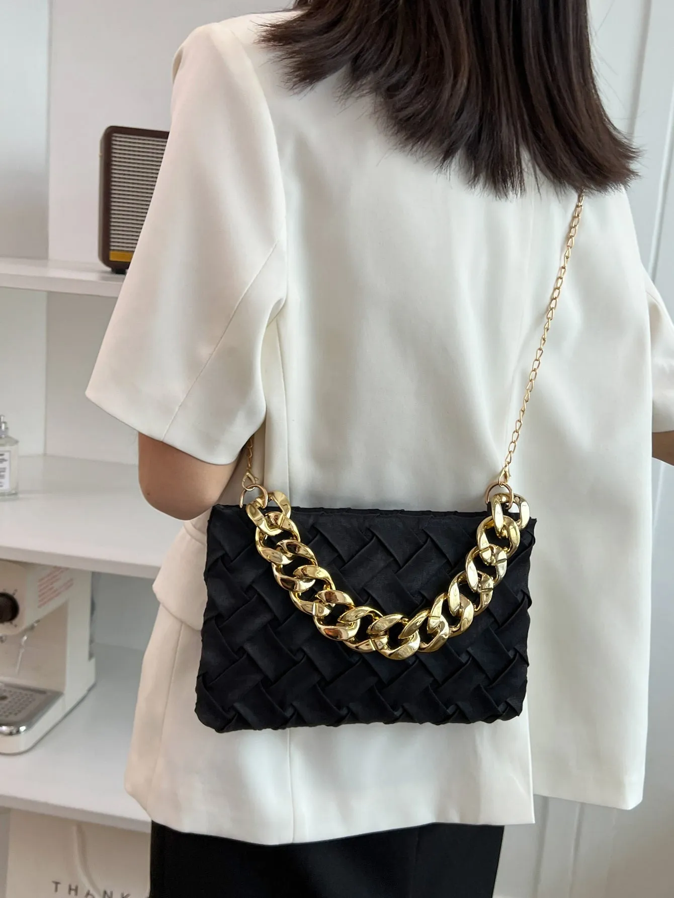 Minimalist Braided Design Square Bag