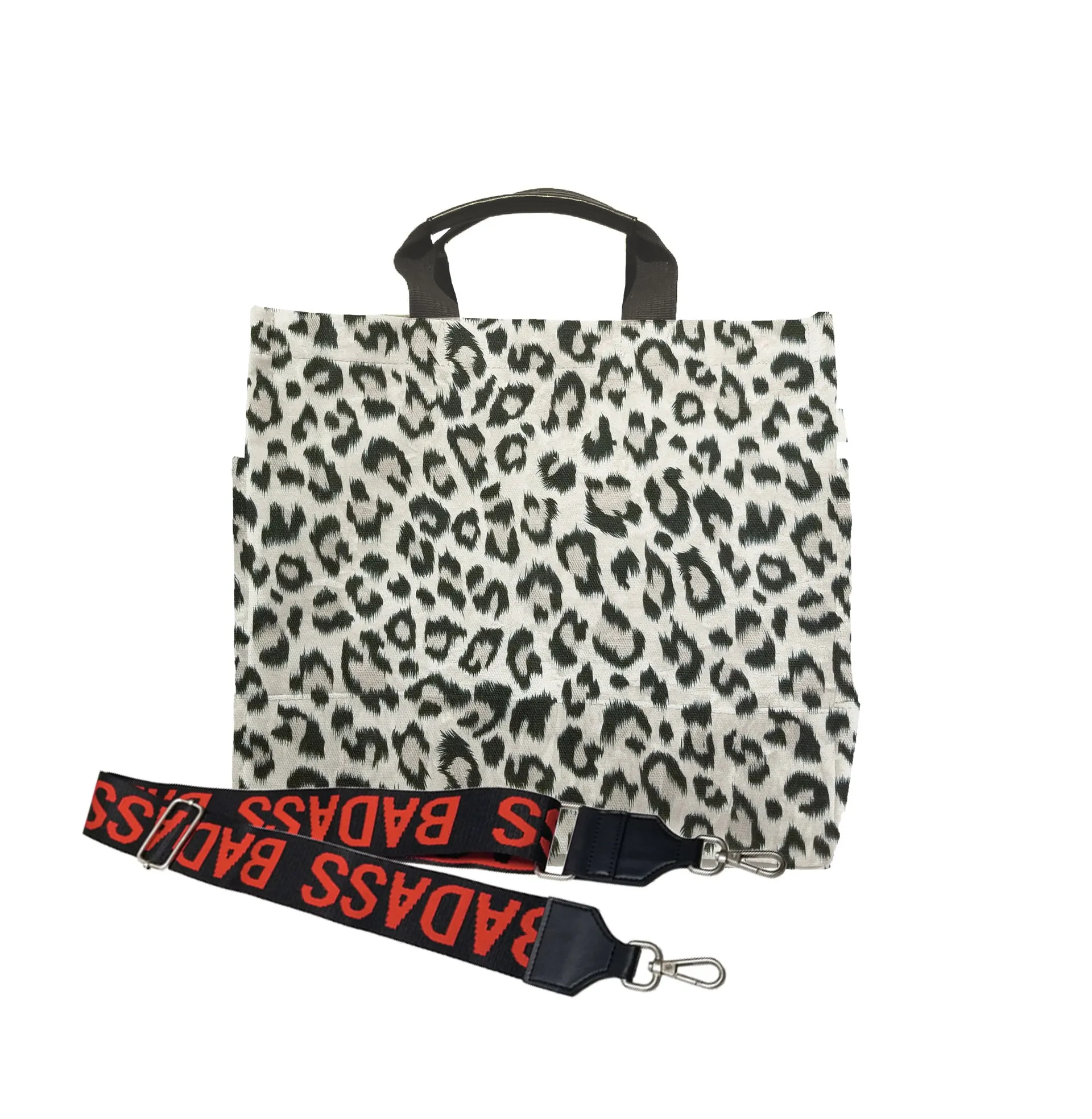 Monogram Split Letter: Leopard Luxe North South Bag