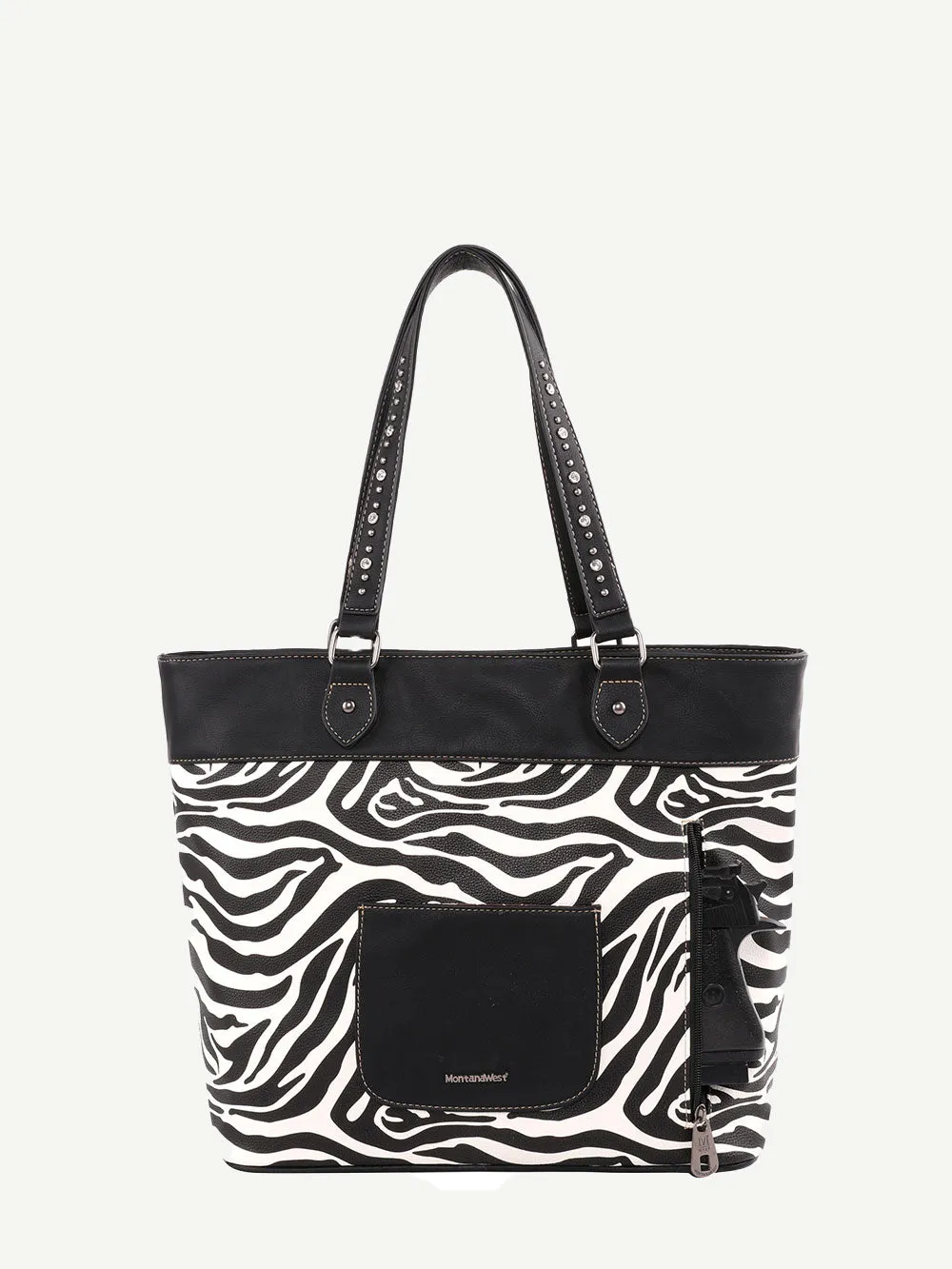 Montana West Animal Print Leather Tassel Concealed Carry Wide Tote