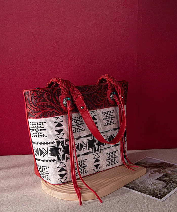 Montana West Braided Strap Aztec Tote Bag