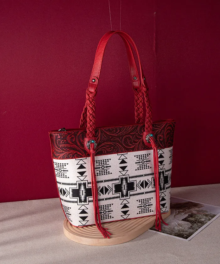 Montana West Braided Strap Aztec Tote Bag