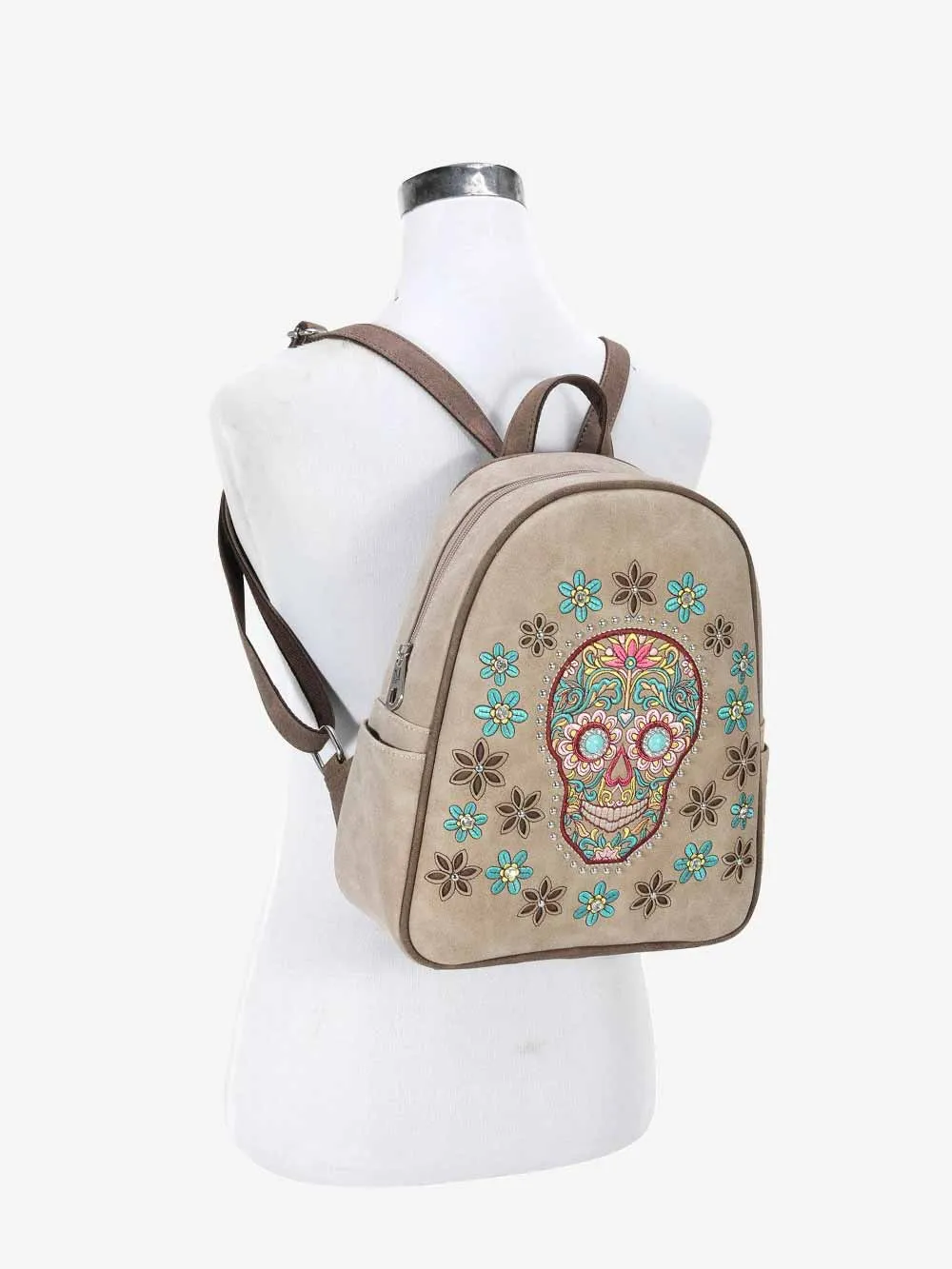 Montana West Embroidered Sugar Skull Collection Backpack