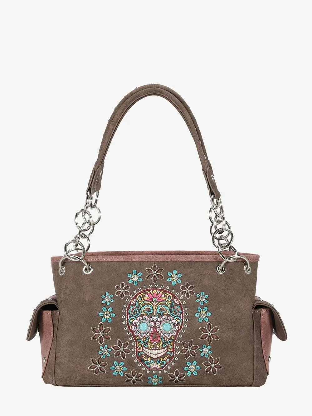 Montana West Embroidered Sugar Skull Concealed Carry Satchel