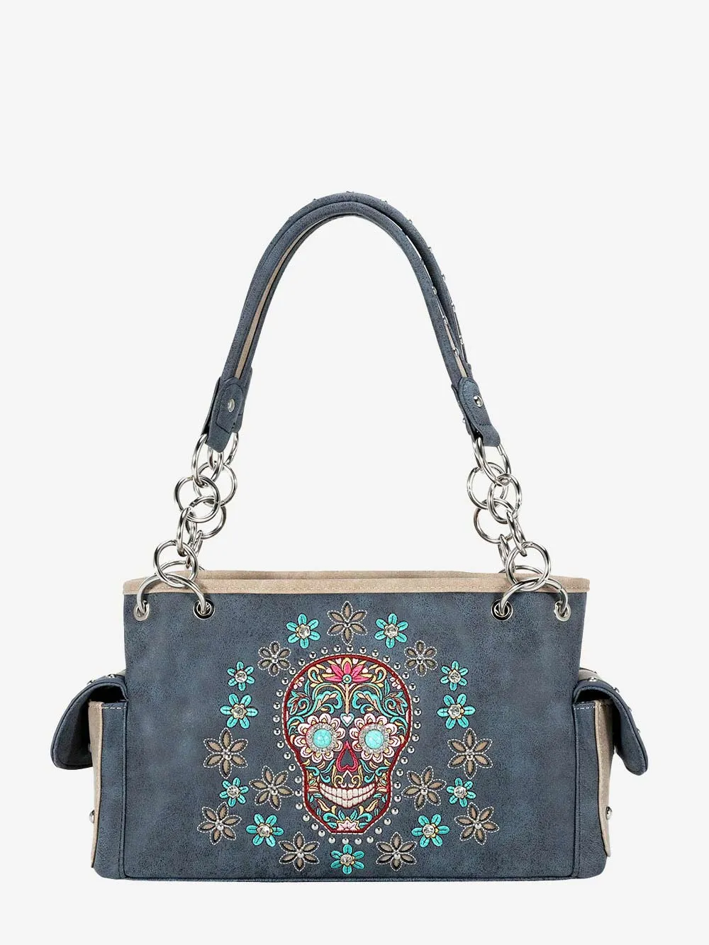 Montana West Embroidered Sugar Skull Concealed Carry Satchel