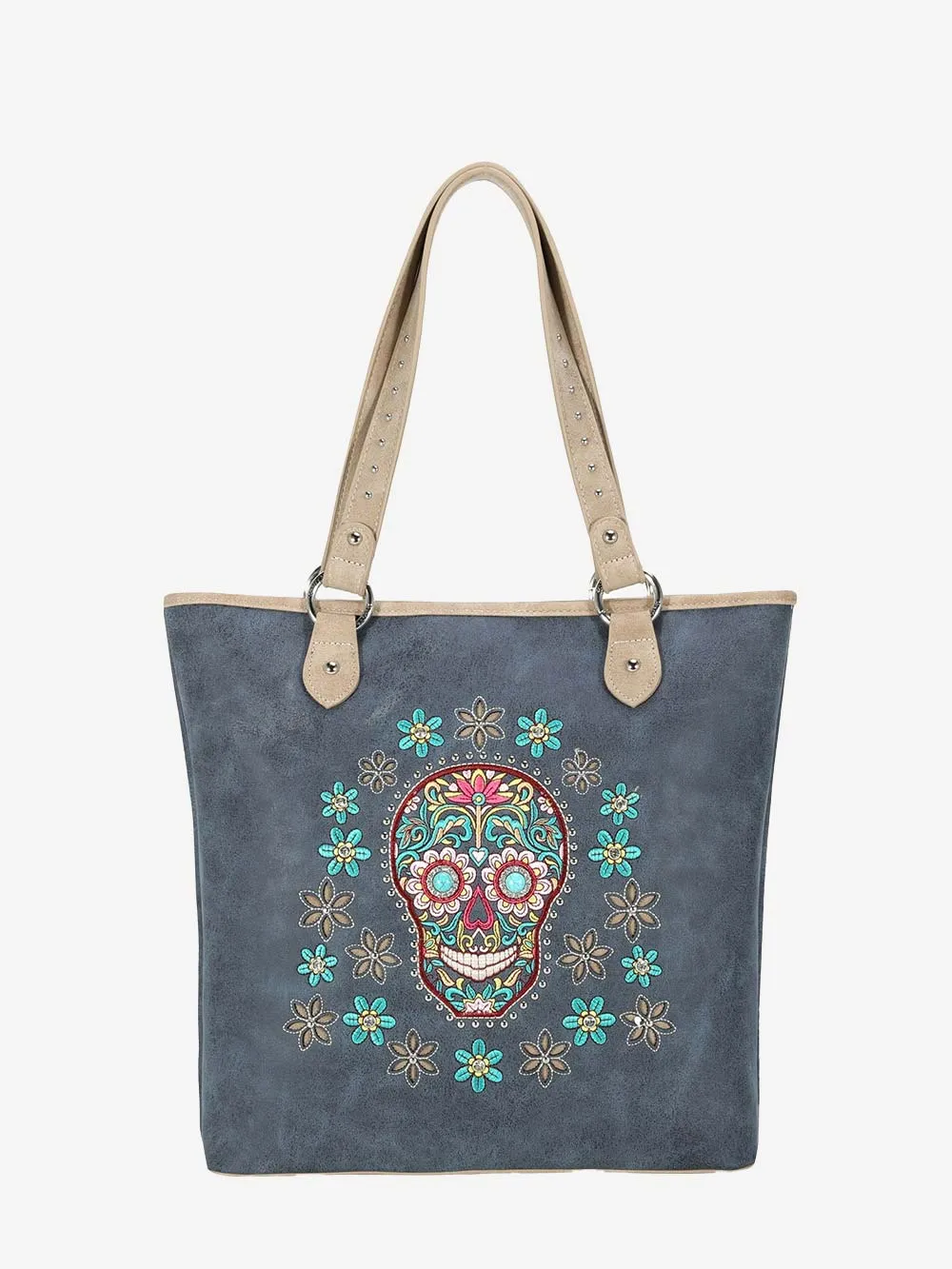 Montana West Embroidered Sugar Skull Concealed Carry Tote