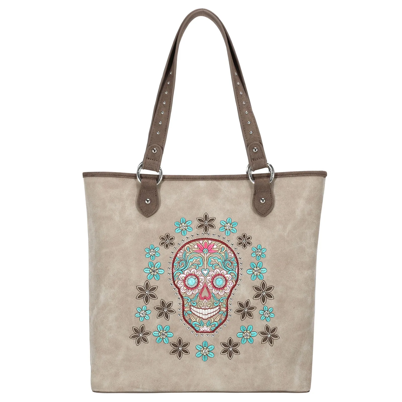 Montana West Embroidered Sugar Skull Concealed Carry Tote